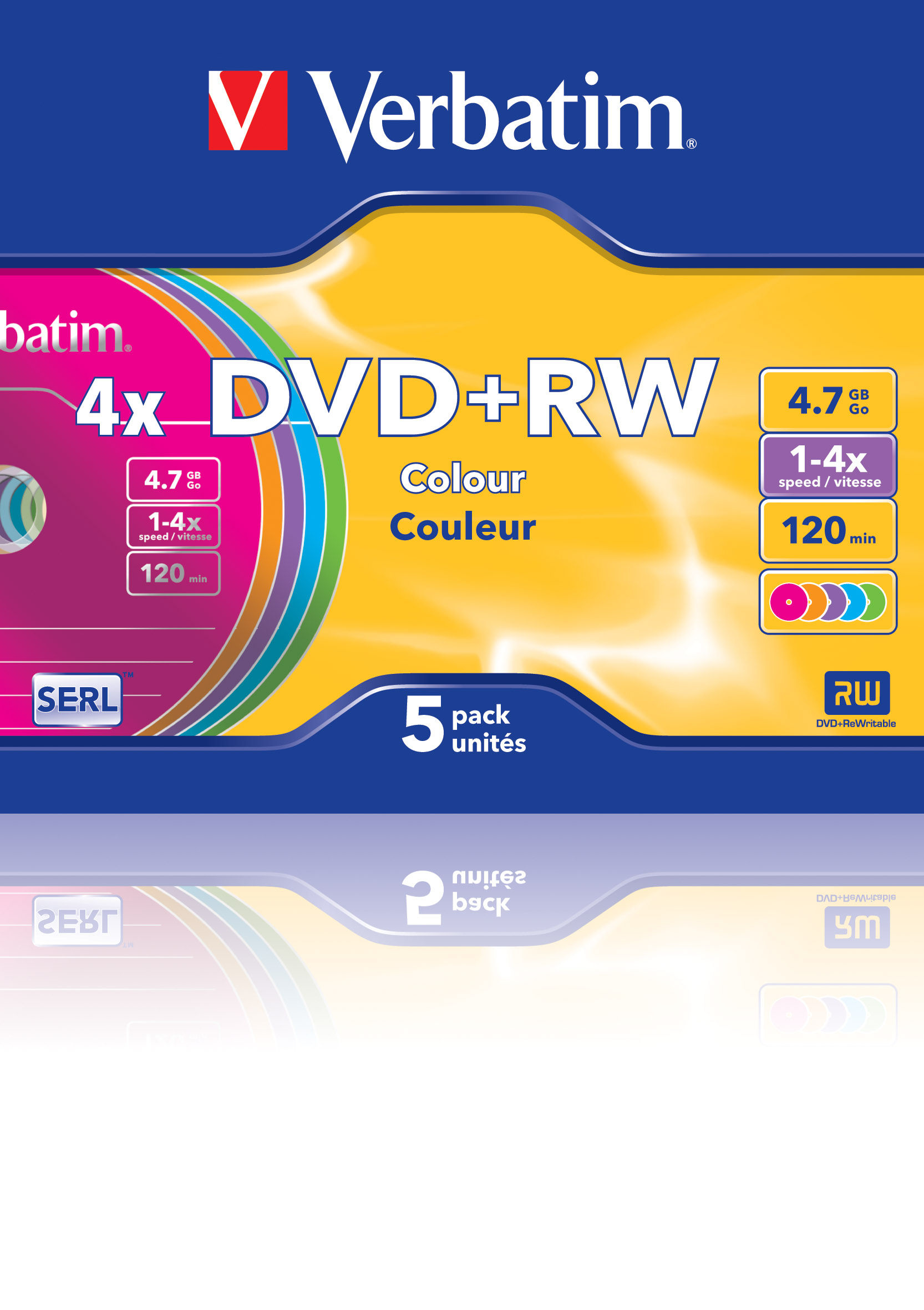 Verbatim Colours - 5 x DVD+RW - 4.7 GB (120 Min.) 4x