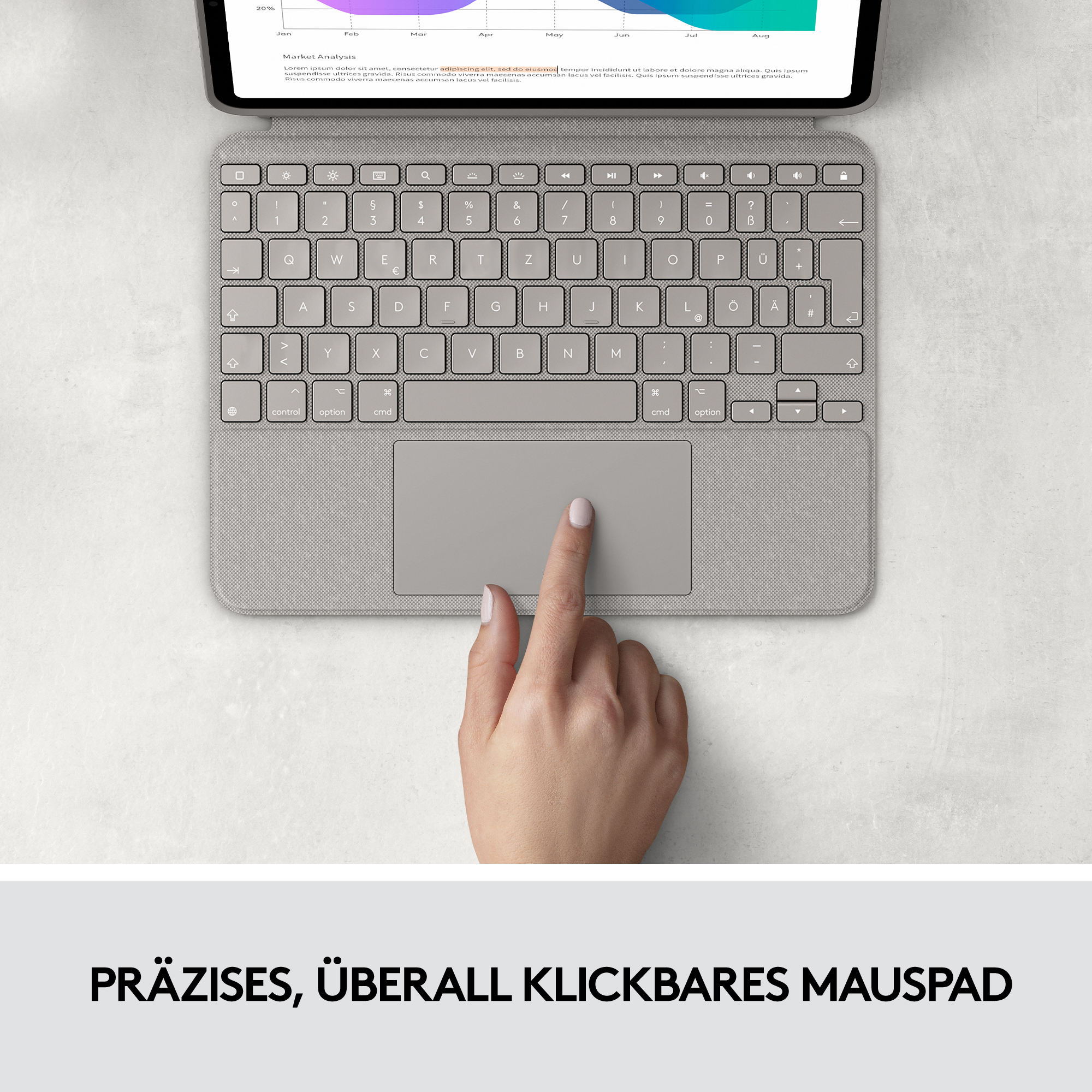 Logitech Combo Touch - Tastatur und Foliohülle - mit Trackpad - hintergrundbeleuchtet - Apple Smart