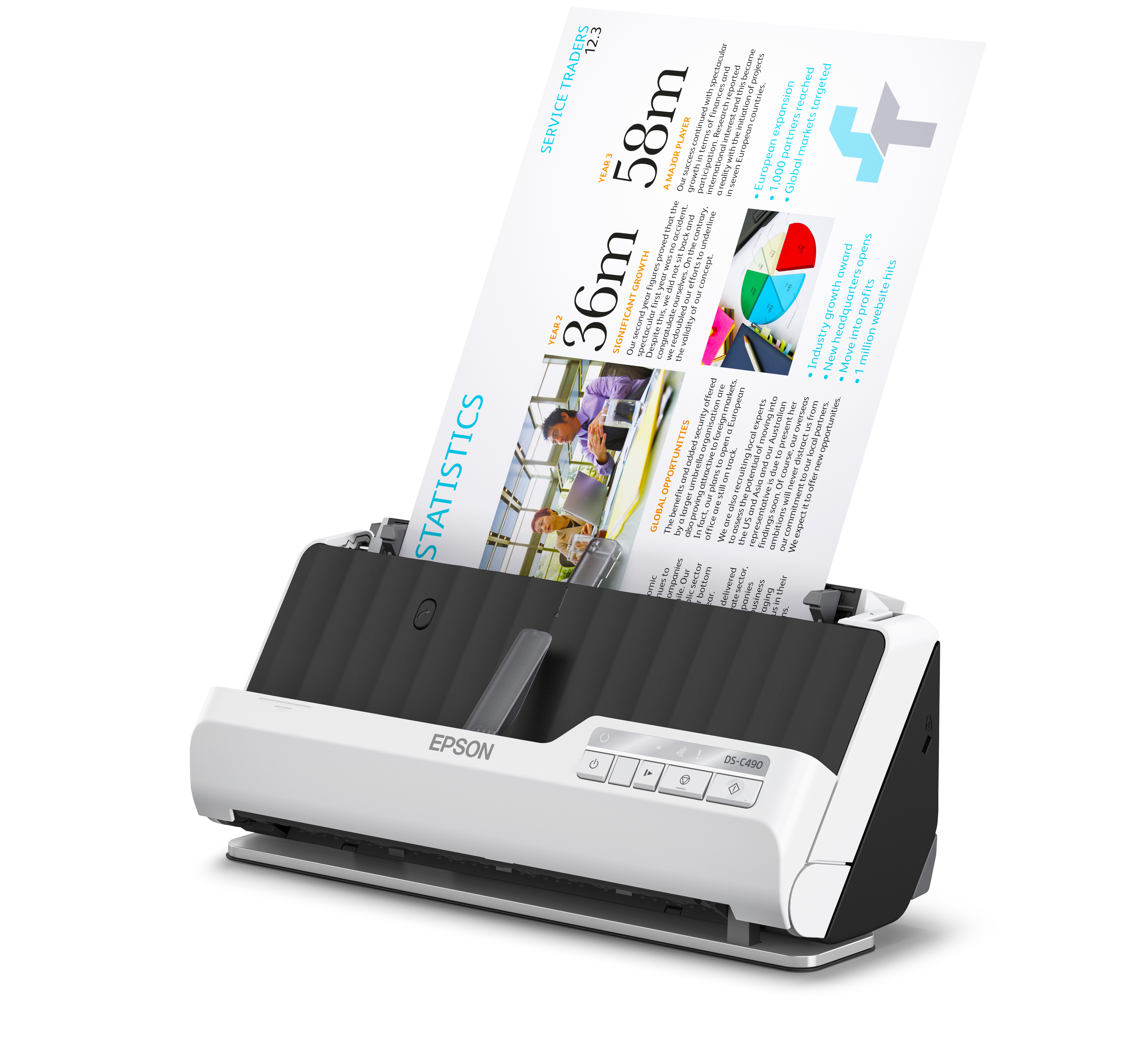 Epson DS-C490 - Einzelblatt-Scanner - Duplex - A4/Legal - 600 dpi x 600 dpi - automatischer Dokument