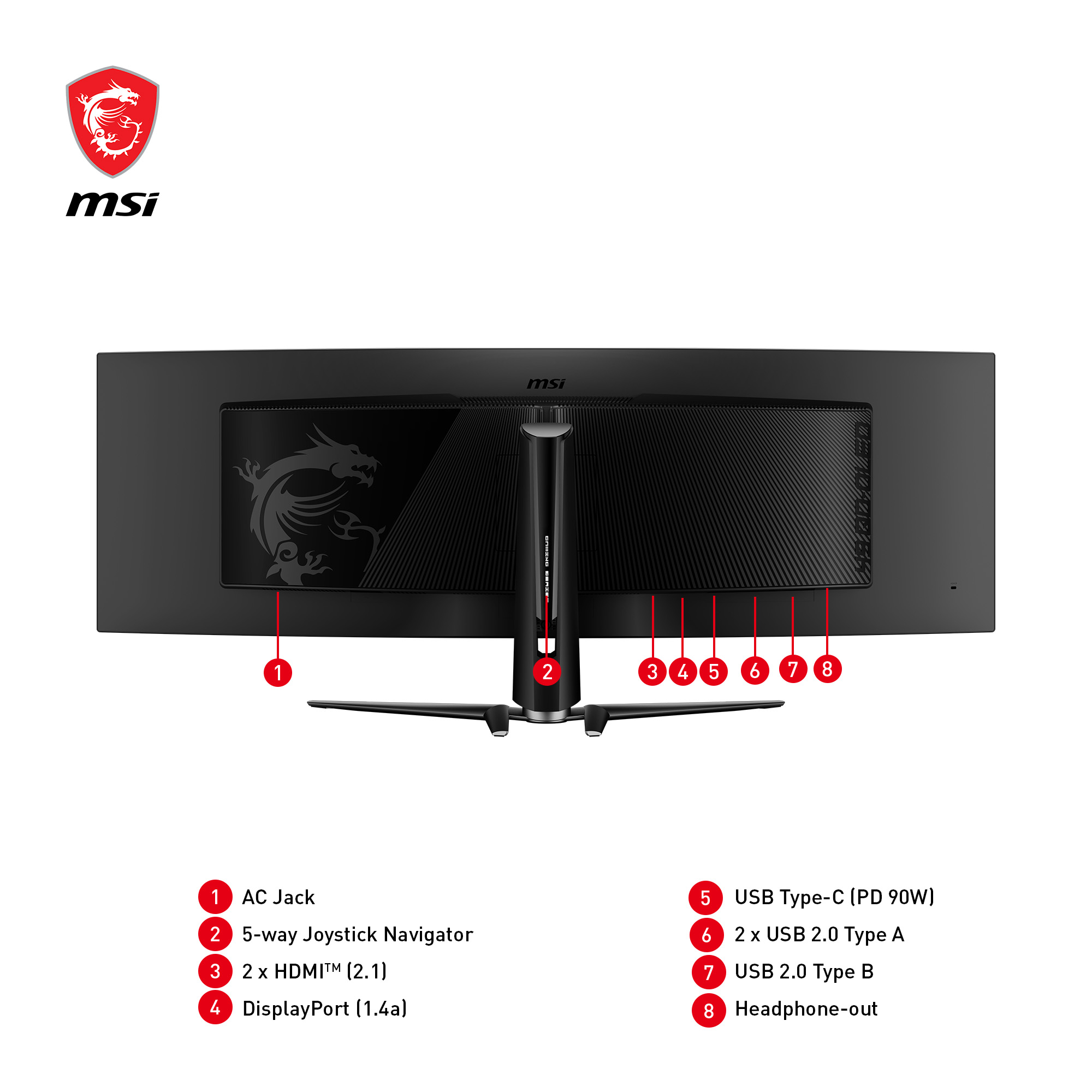 MSI MPG 491CQPDE QD-OLED, 49" DQHD 144Hz, 1x DP 1.4b, 2x HDMI 2.1, 2x USB-A