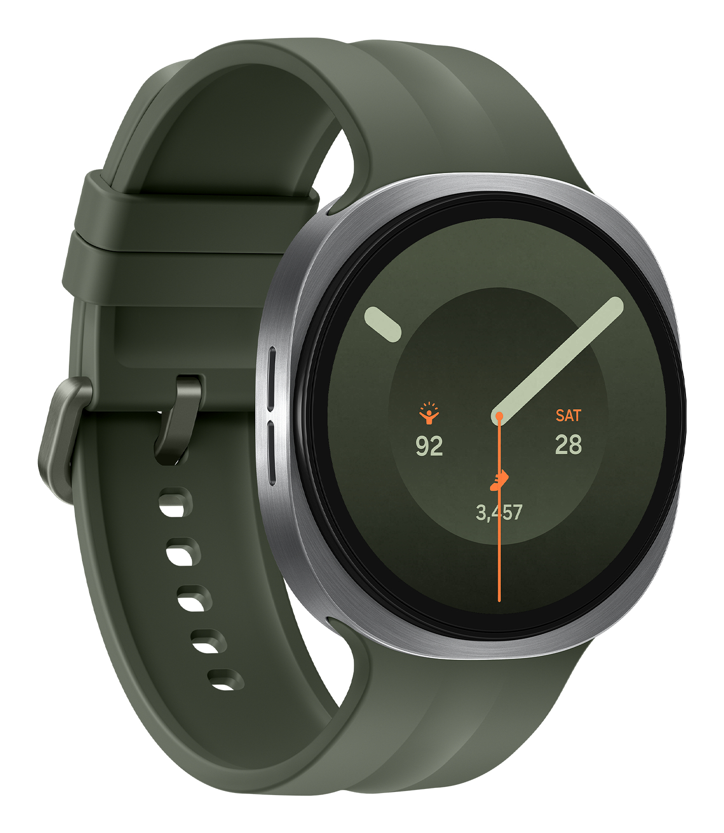Samsung Galaxy Watch9 - 44 mm - silber - intelligente Uhr mit Sportband - Olive - Bandgröße: M/L - A