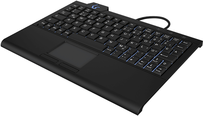 KeySonic KSK-3210ELU (DE), Super-Mini Tastatur, Hintergrundbeleuchtung, Touchpad, schwarz, Kabelgebu