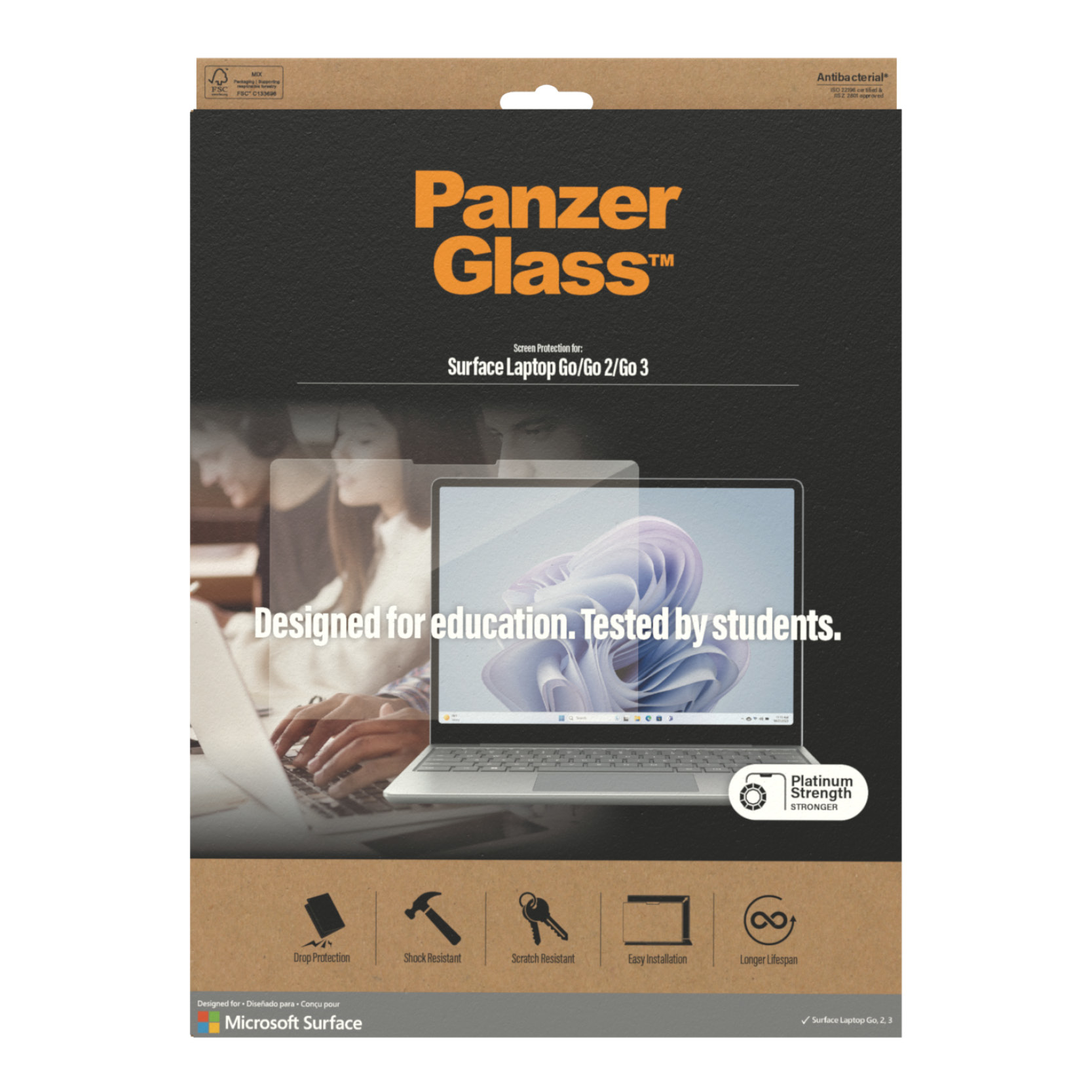 PanzerGlass ® Displayschutz Microsoft Surface Laptop Go3 | Go 2 | Go, Klare Bildschirmschutzfolie, G