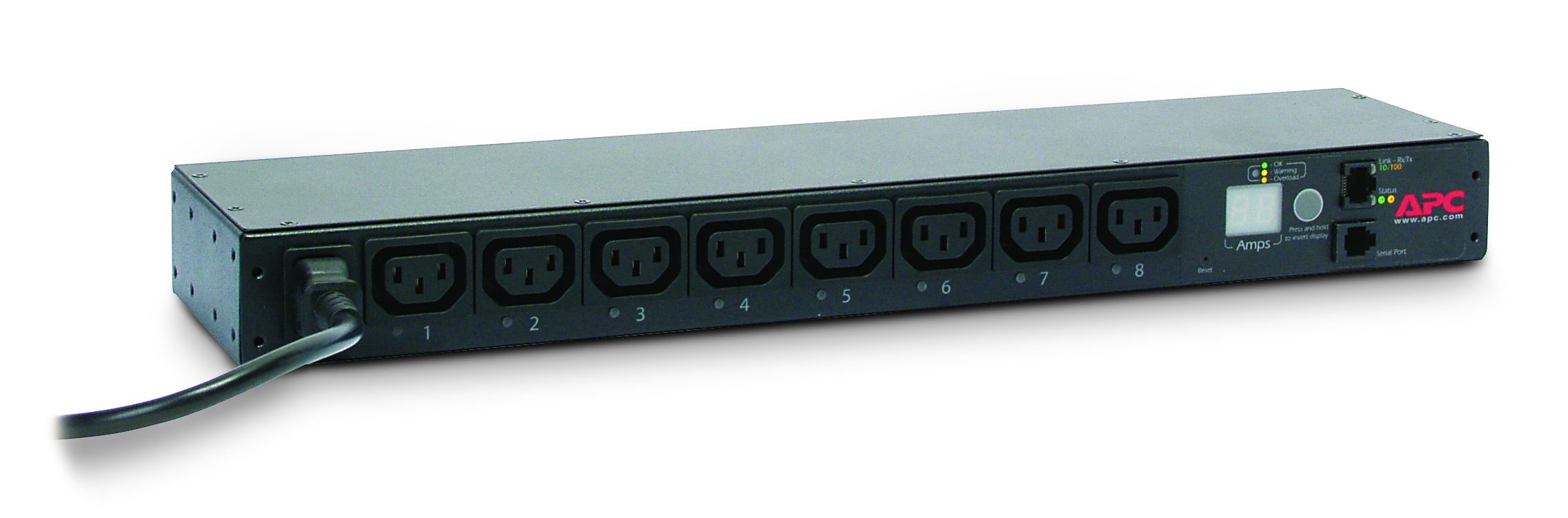 APC Rack PDU, mit Schaltfunktion, 1 HE, 12 A/208 V, 10 A/230 V, (8) C13, Messgerät, Geändert, 0U/1U,