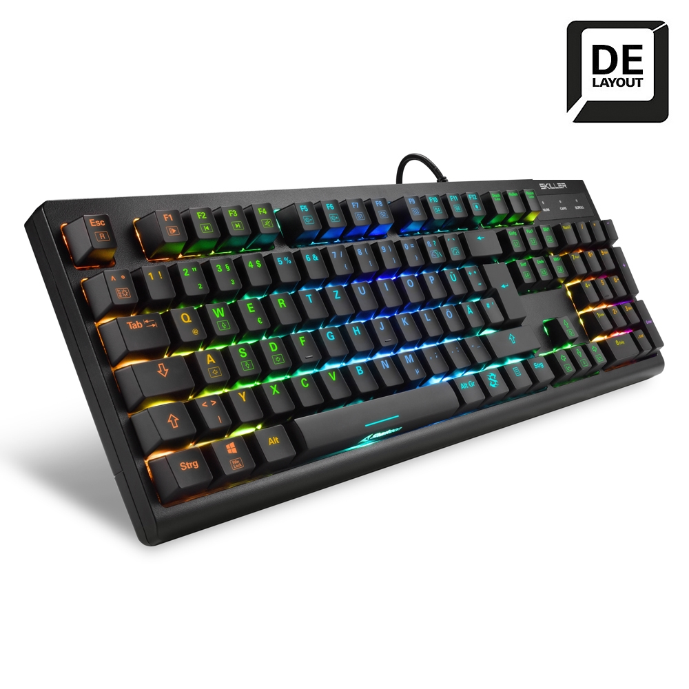 Sharkoon SKILLER SGK30, Kabelgebunden, USB, Mechanischer Switch, QWERTZ, RGB-LED, Schwarz