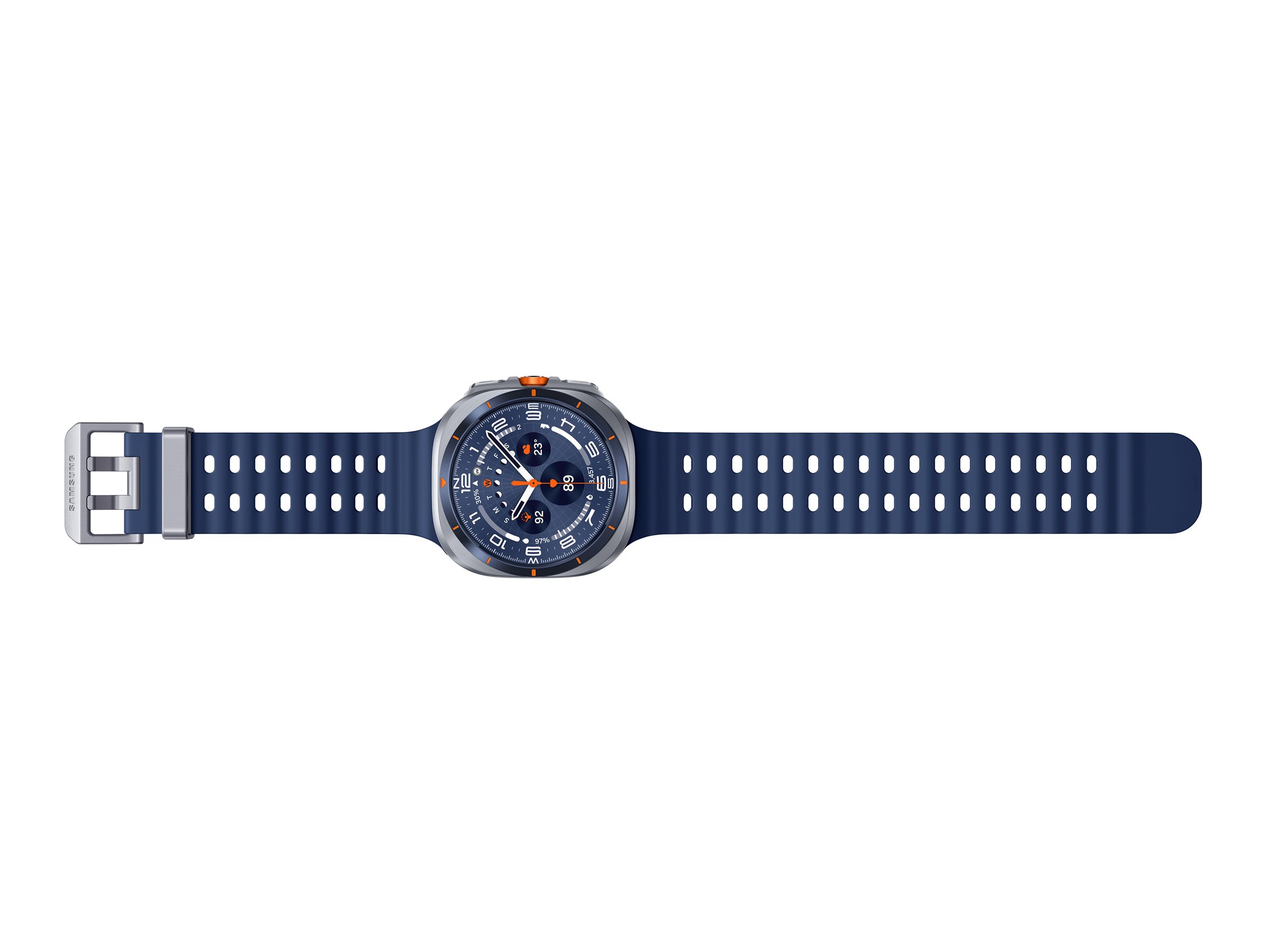 Samsung Galaxy Watch Ultra - 47 mm - Titanium Blue - intelligente Uhr mit Marineband - Gummi - Blau