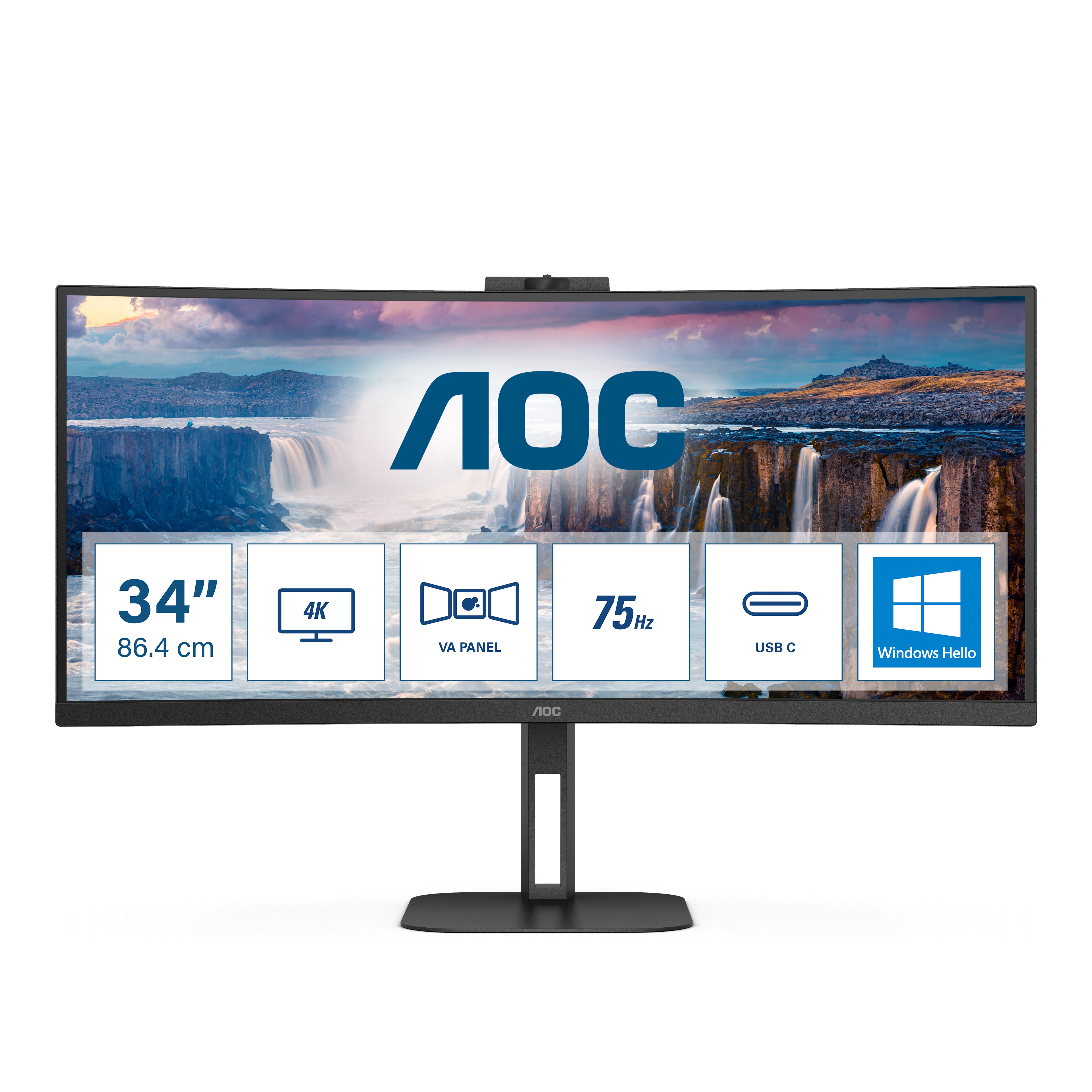 AOC Value-line CU34V5CW/BK - V5 series - LED-Monitor - gebogen - 86.4 cm (34")