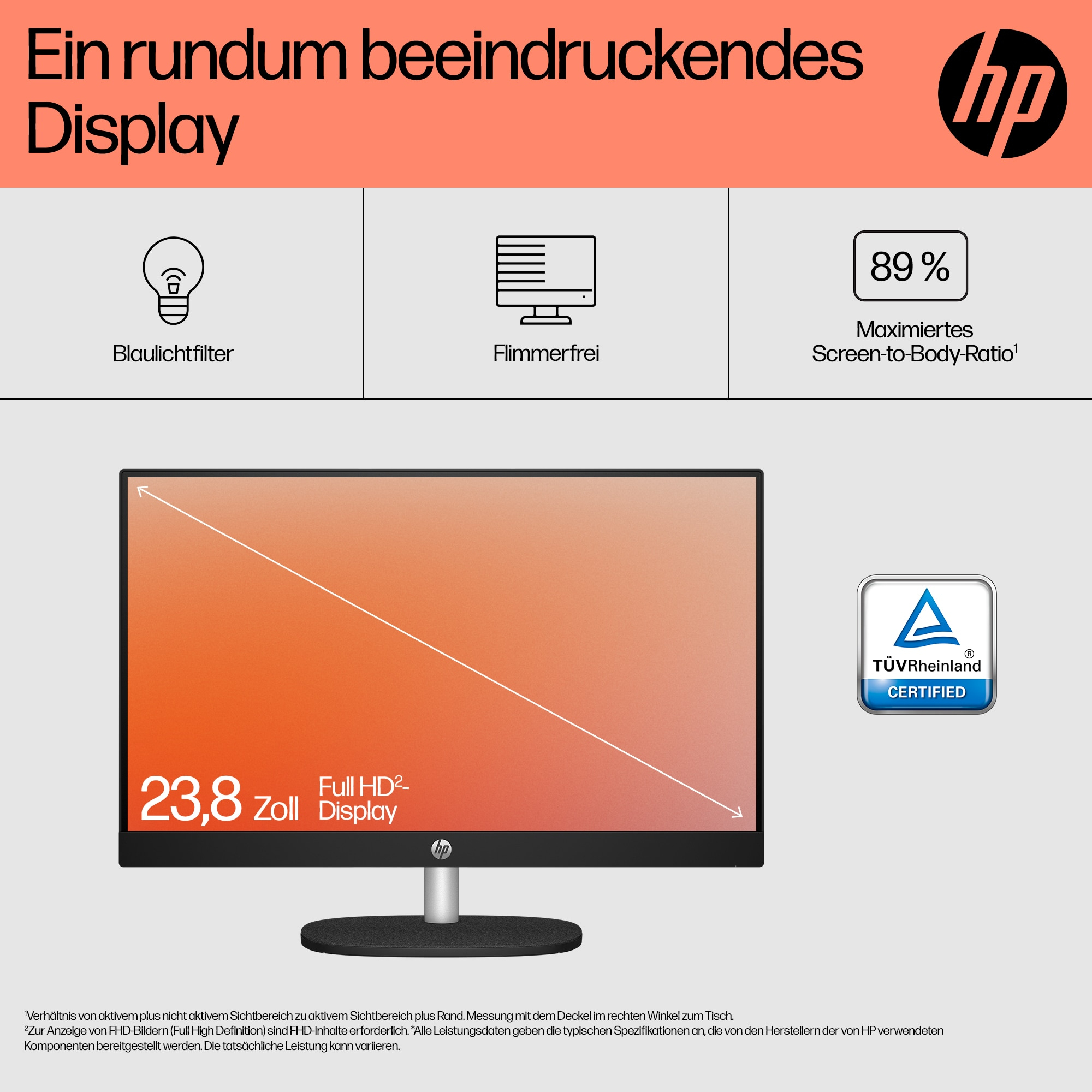HP 24-cr0400ng - All-in-One (Komplettlösung) - Ryzen 5 7520U / 2.8 GHz - RAM 8 GB - SSD 512 GB - NVM