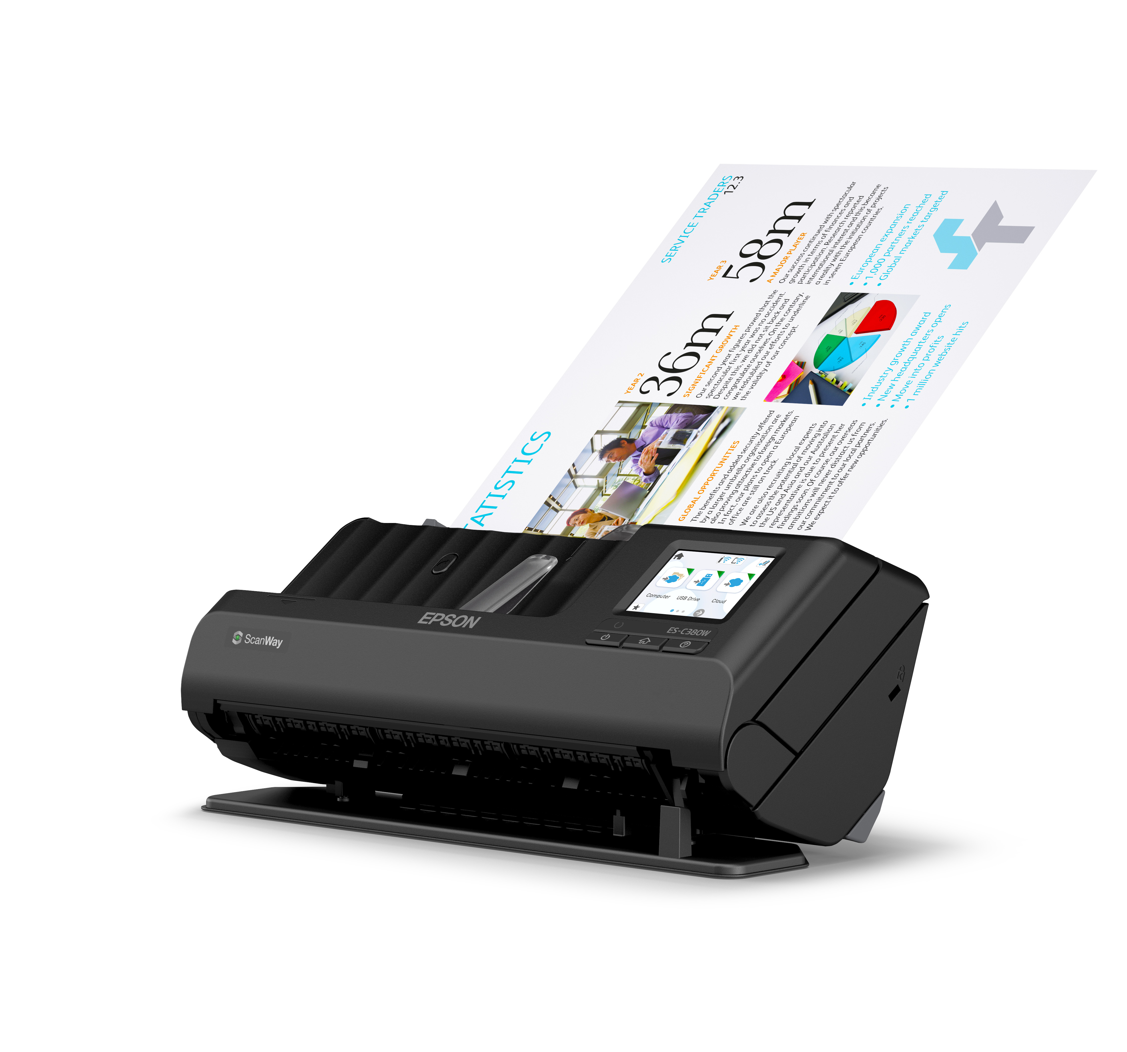 Epson ES-C380W - Einzelblatt-Scanner - Duplex - A4/Legal - 600 dpi x 600 dpi - automatischer Dokumen