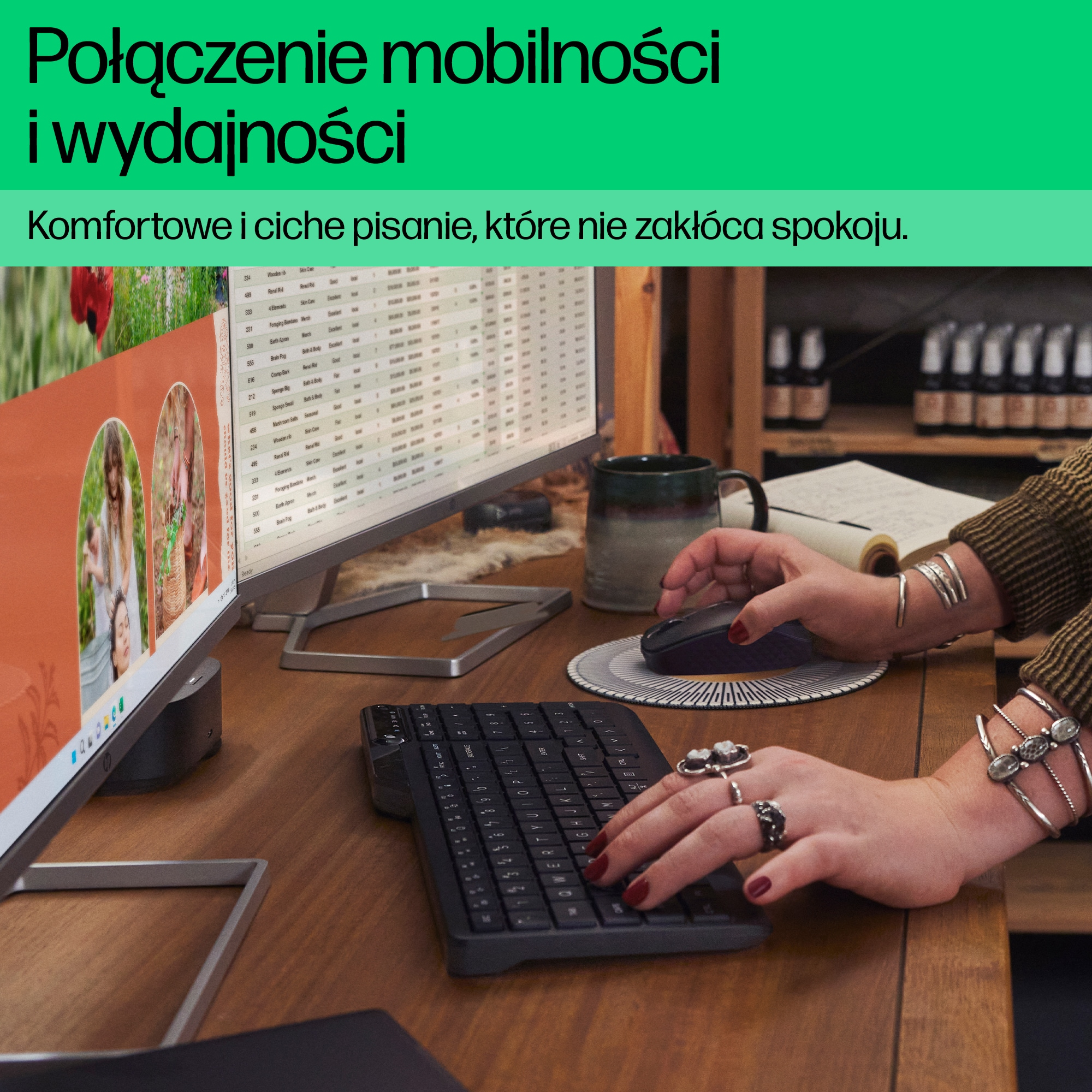 HP 475 - Tastatur - Dual-Mode, Multi-Device, kompakt, 2-Zonen-Layout, geringer Tastenhub, 12 program