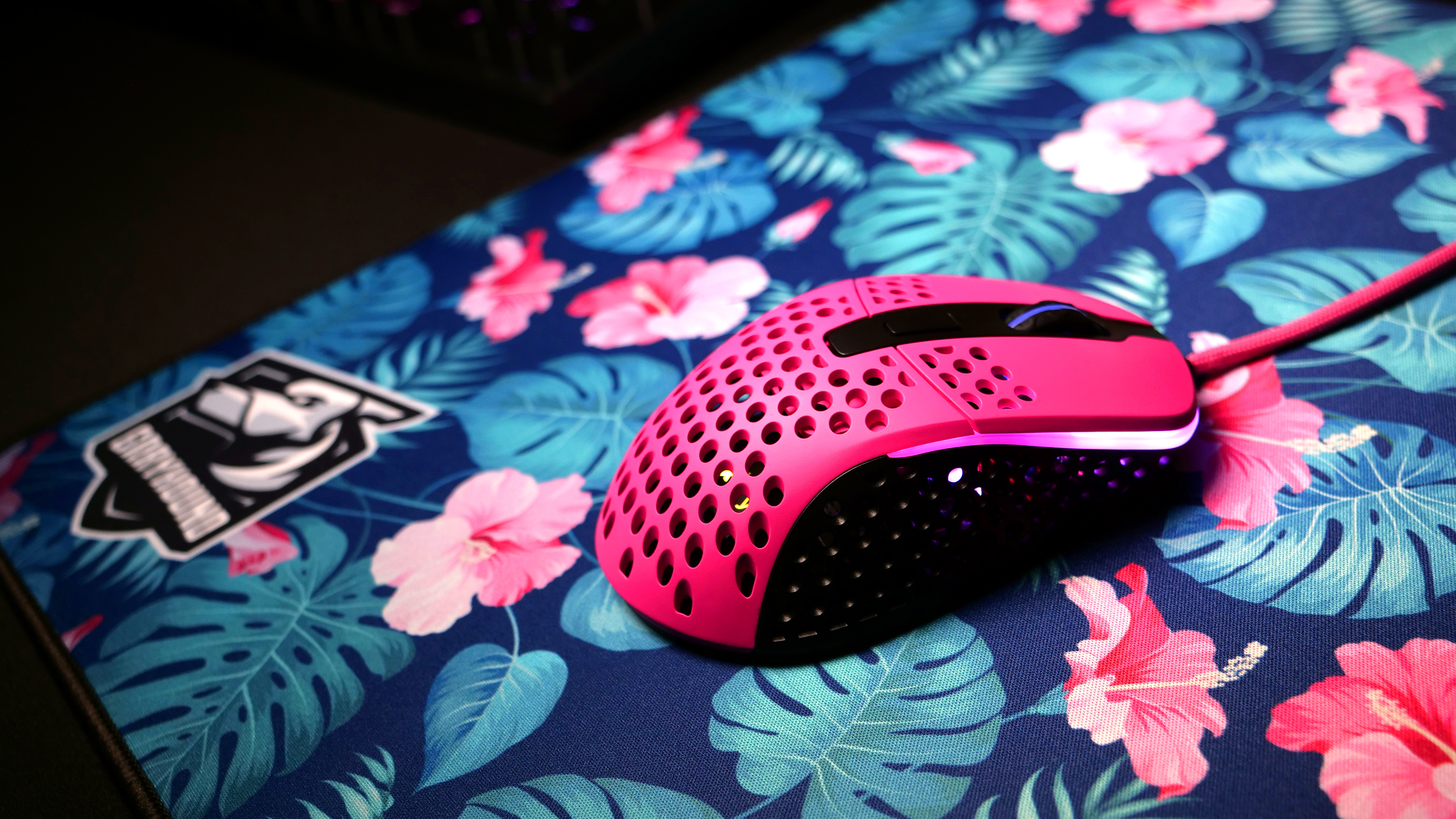 Xtrfy CHERRY XTRFY M4 RGB, rechts, Optisch, USB Typ-A, 16000 DPI, Schwarz, Pink