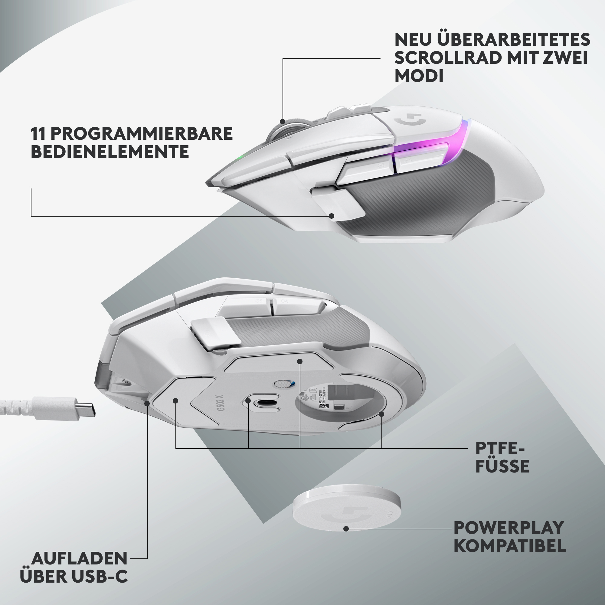 Logitech G G502 X PLUS - Maus - optisch - 11 Tasten