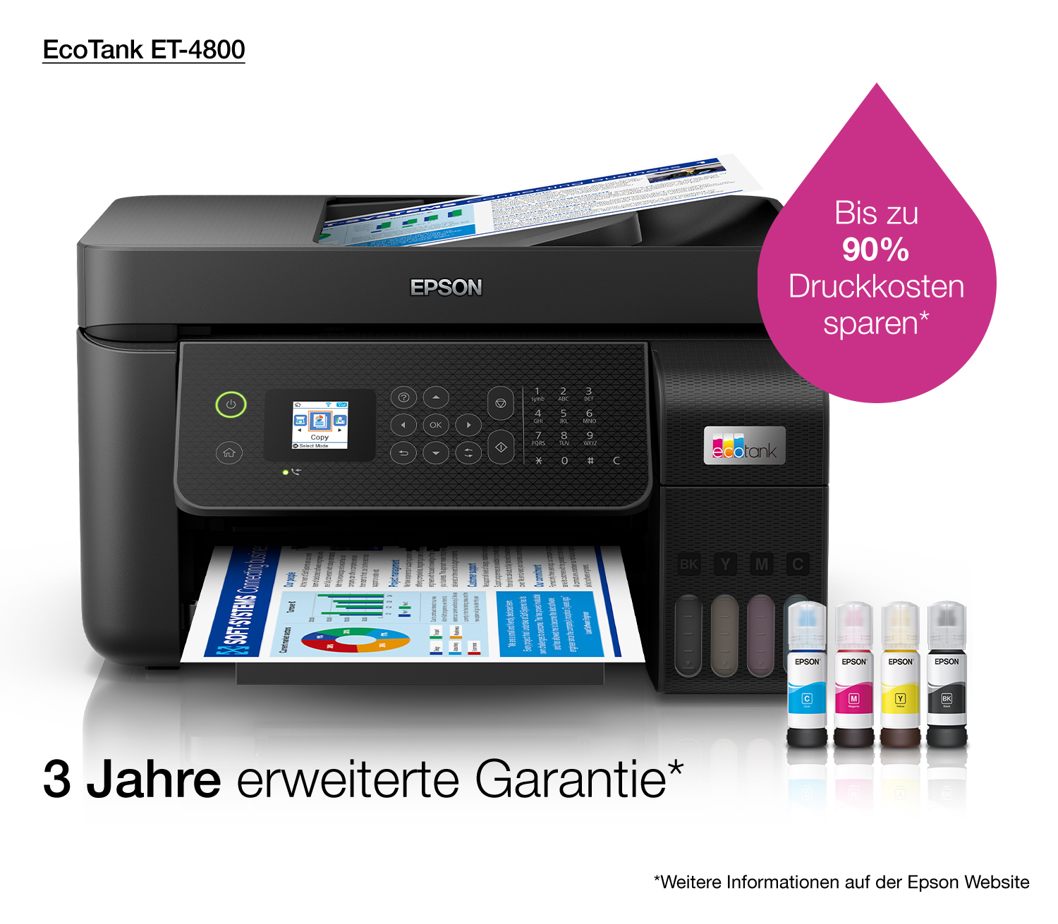 Epson EcoTank ET-4800 - Multifunktionsdrucker - Farbe - Tintenstrahl - wiederbefüllbar - A4 (Medien)