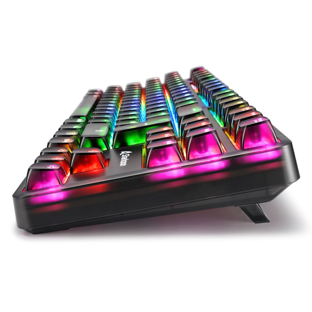 Sharkoon SGK70W, Tenkeyless (80 - 87 %), Verkabelt & Kabellos, USB, QWERTZ, RGB-LED, Schwarz