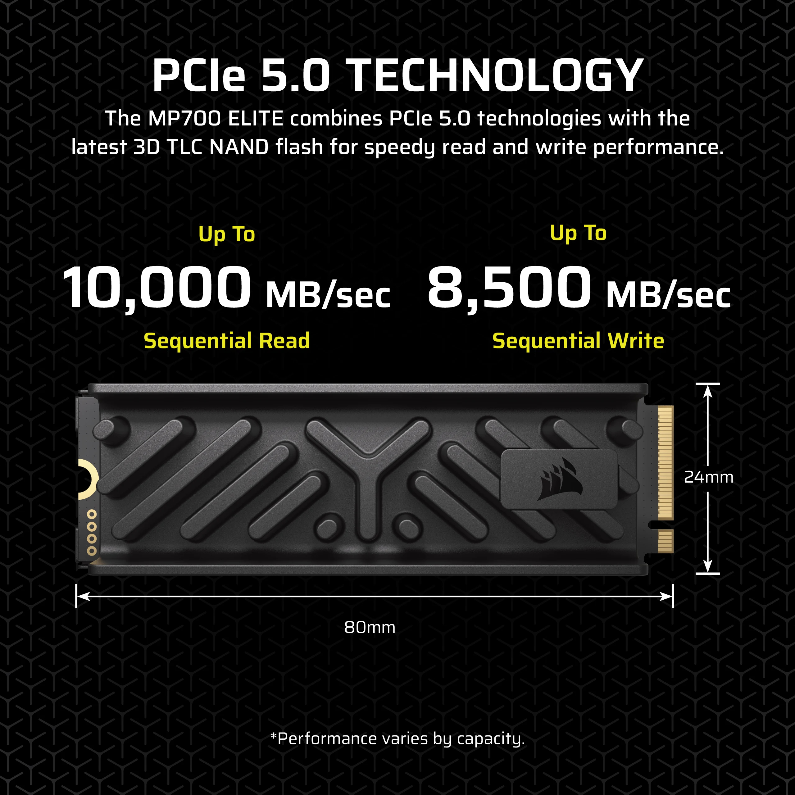 Corsair MP700 ELITE - SSD - 4 TB - mit Kühlkörper - intern - M.2 2280 - PCI Express 5.0 x4 (NVMe)