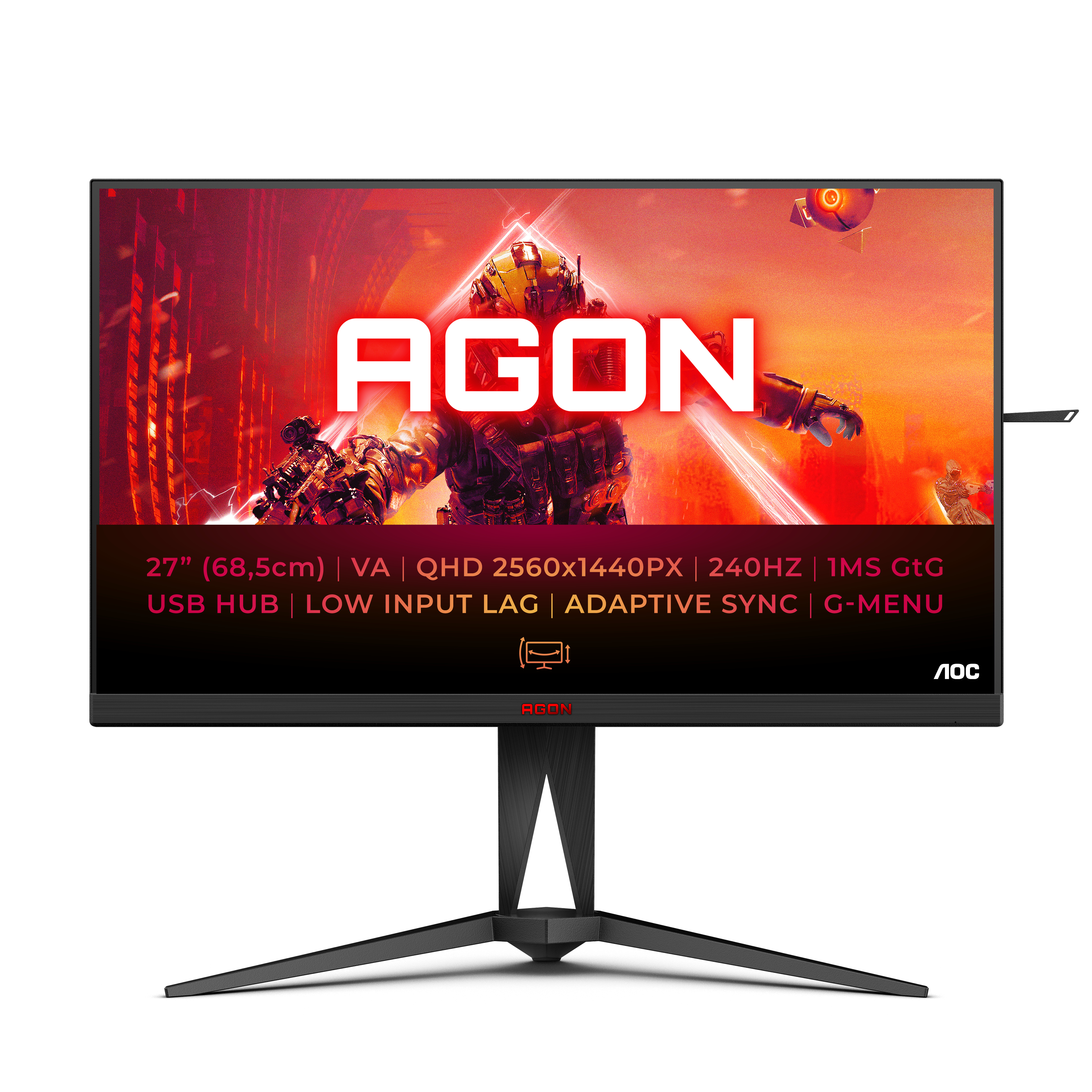 AOC AGON AG275QZN - AG5 Series - LED-Monitor - Gaming - 69 cm (27")