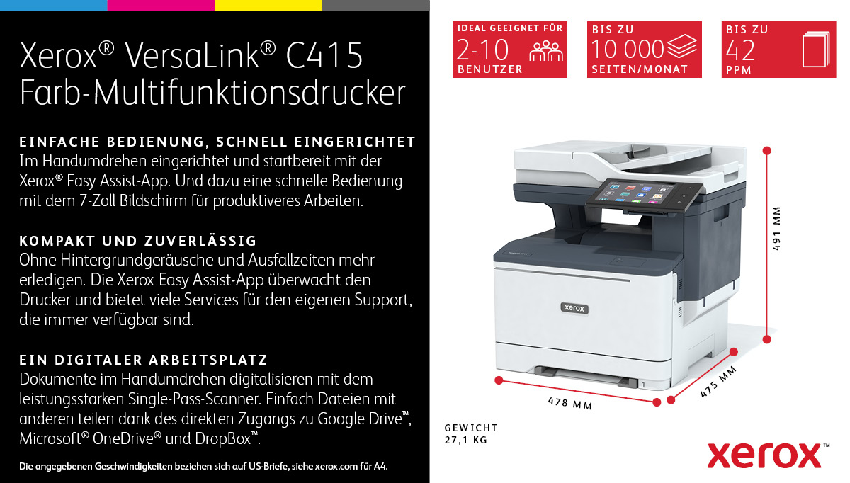Xerox VersaLink C415V_DN - Multifunktionsdrucker - Farbe - Laser - Legal (216 x 356 mm)