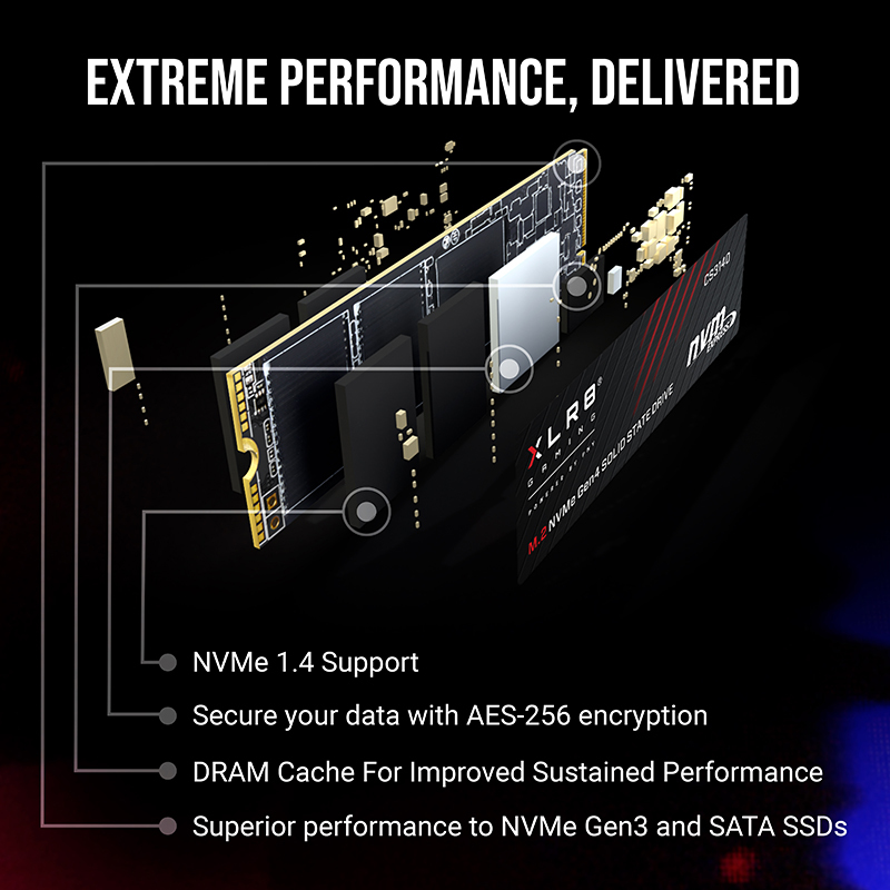 PNY XLR8 CS3140 - SSD - 8 TB - intern - M.2 2280 - PCIe 4.0 x4 (NVMe)