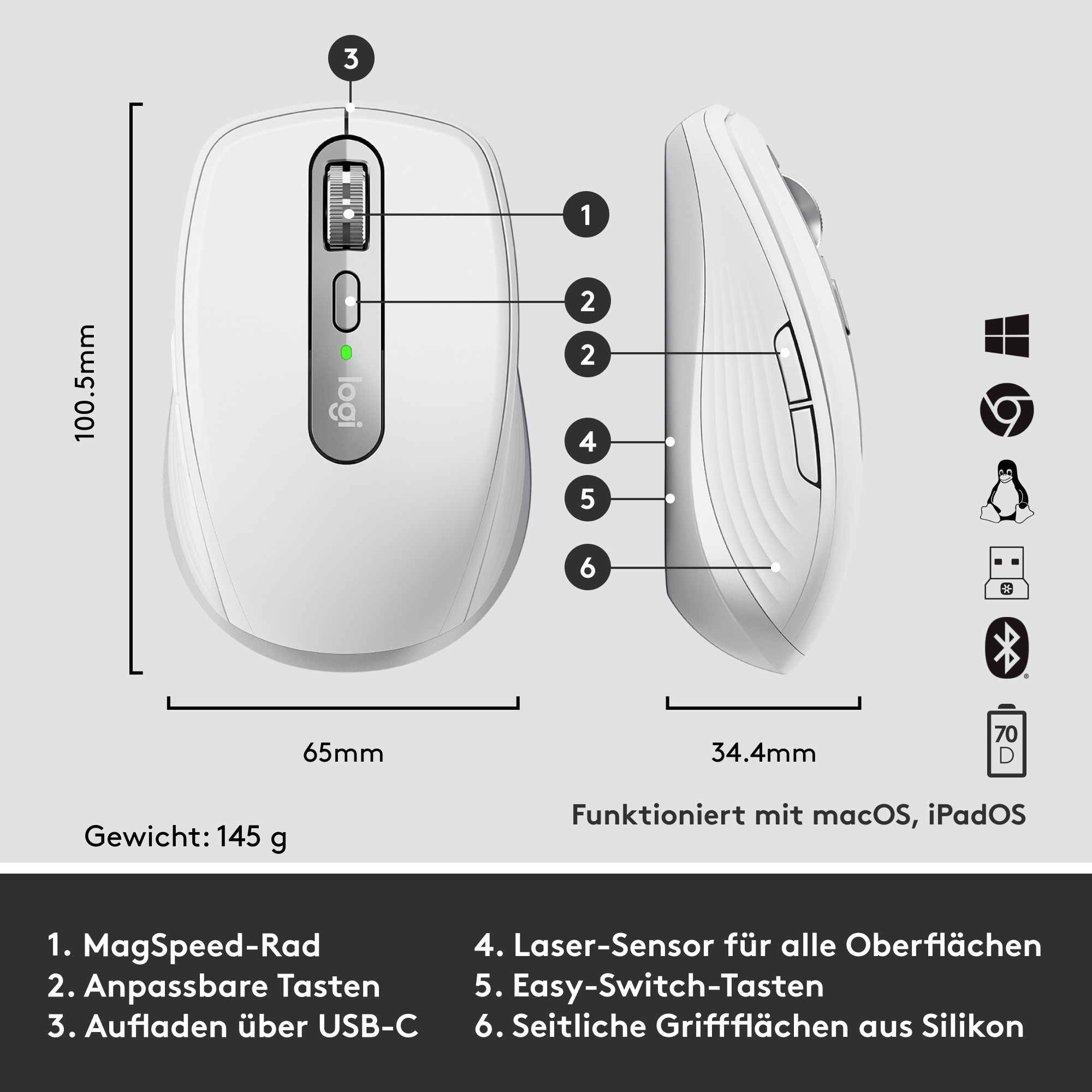 Logitech MX Anywhere 3 for Business - Maus - Laser