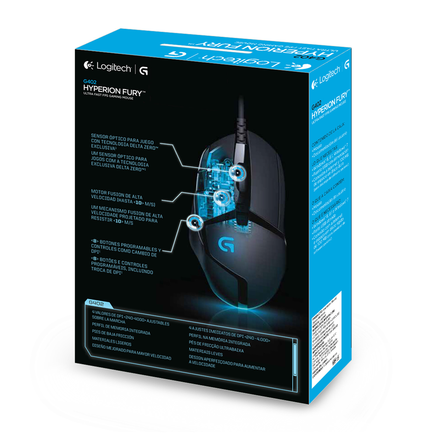 Logitech Hyperion Fury G402 - Maus - Für Rechtshänder