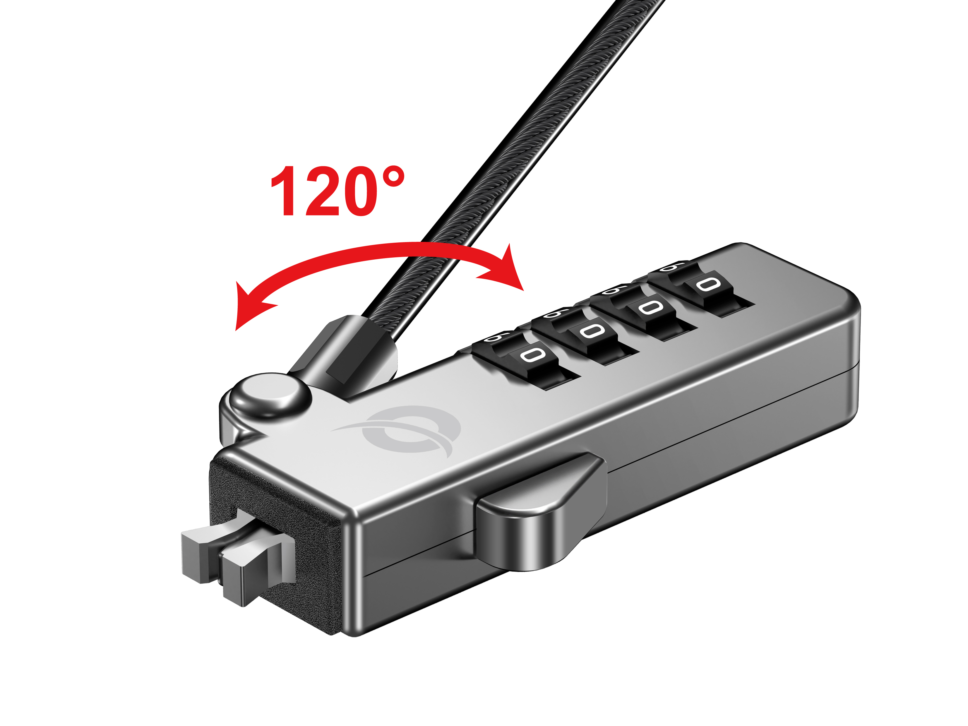 Conceptronic CUSTODIO01BW Laptop-Kombinationsschloss, Wedge-Slot, 1,8 m, 1,8 m, Keil, Zahlenschloss,