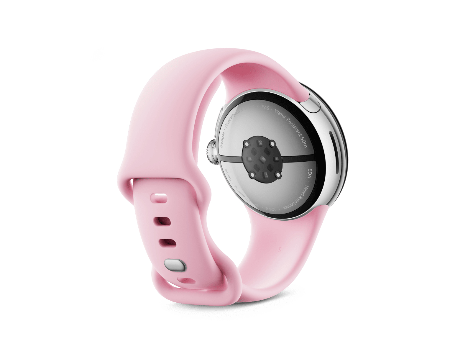 Google Pixel Watch 3 (LTE) 41mm Polished Silver mit Sportarmband Rose Quartz