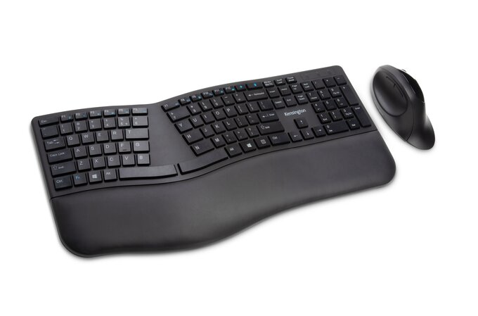 Kensington ProFit Ergo, Volle Größe (100%), Kabellos, RF Wireless + Bluetooth, QZERTY, Schwarz, Maus