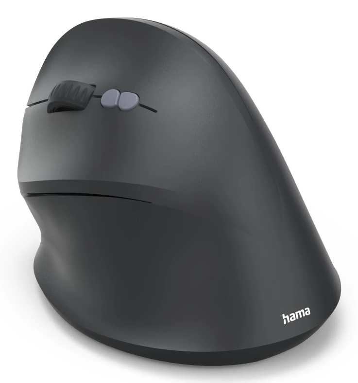 Hama EWM-600L, Linkshändig, Vertikale Ausführung, Optisch, RF Wireless + Bluetooth, 1800 DPI, Schwar