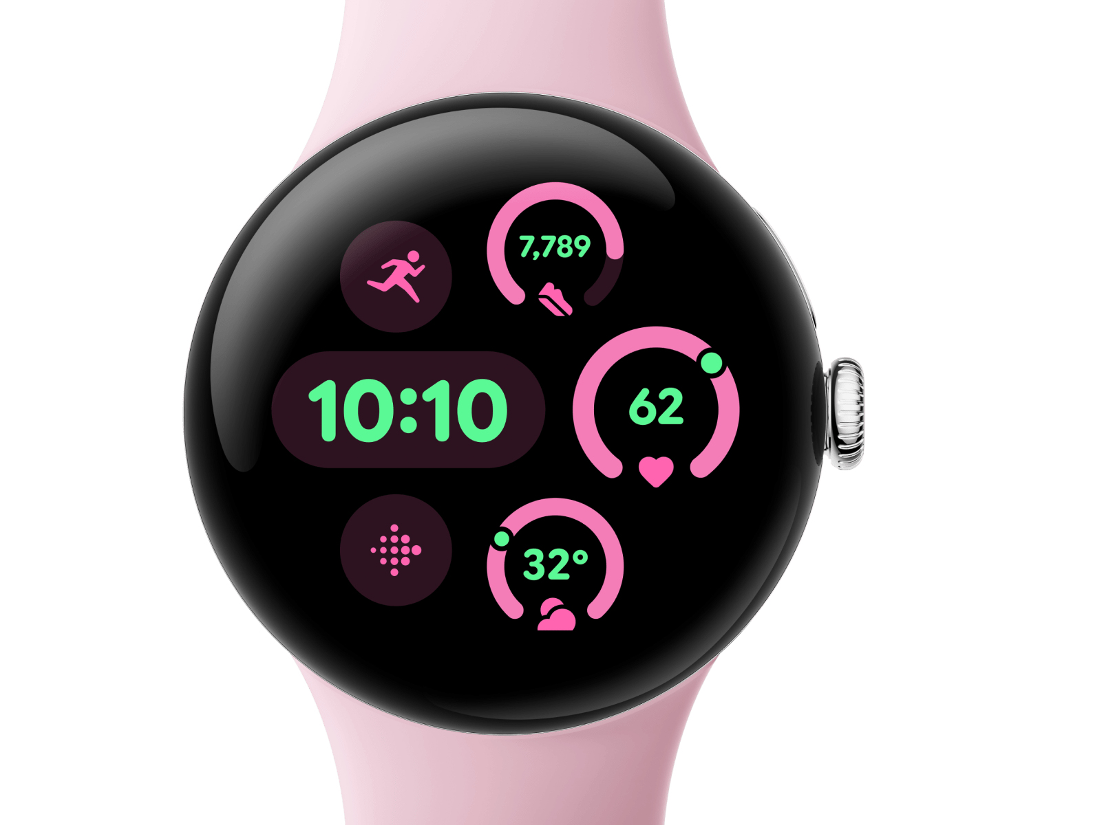 Google Pixel Watch 3 (LTE) 41mm Polished Silver mit Sportarmband Rose Quartz