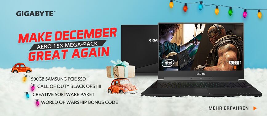 „Make December great again“ mit GIGABYTE’s AERO 15-Bundles