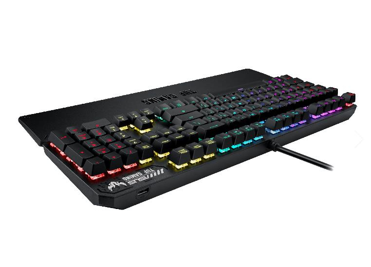 ASUS TUF Gaming K3, Volle Größe (100%), USB, Halbmechanischer Schlüsselschalter, QWERTZ, RGB-LED, Gr
