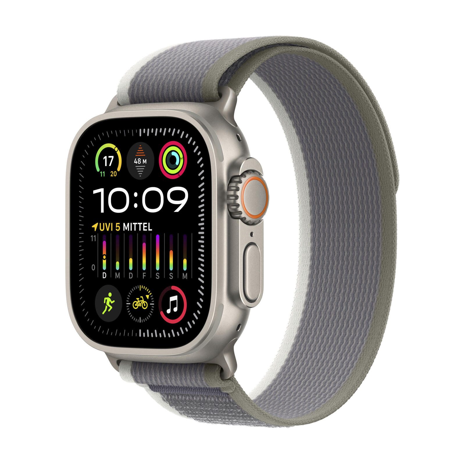 Apple Watch Ultra 2 mit Trail Loop S/M grün/grau