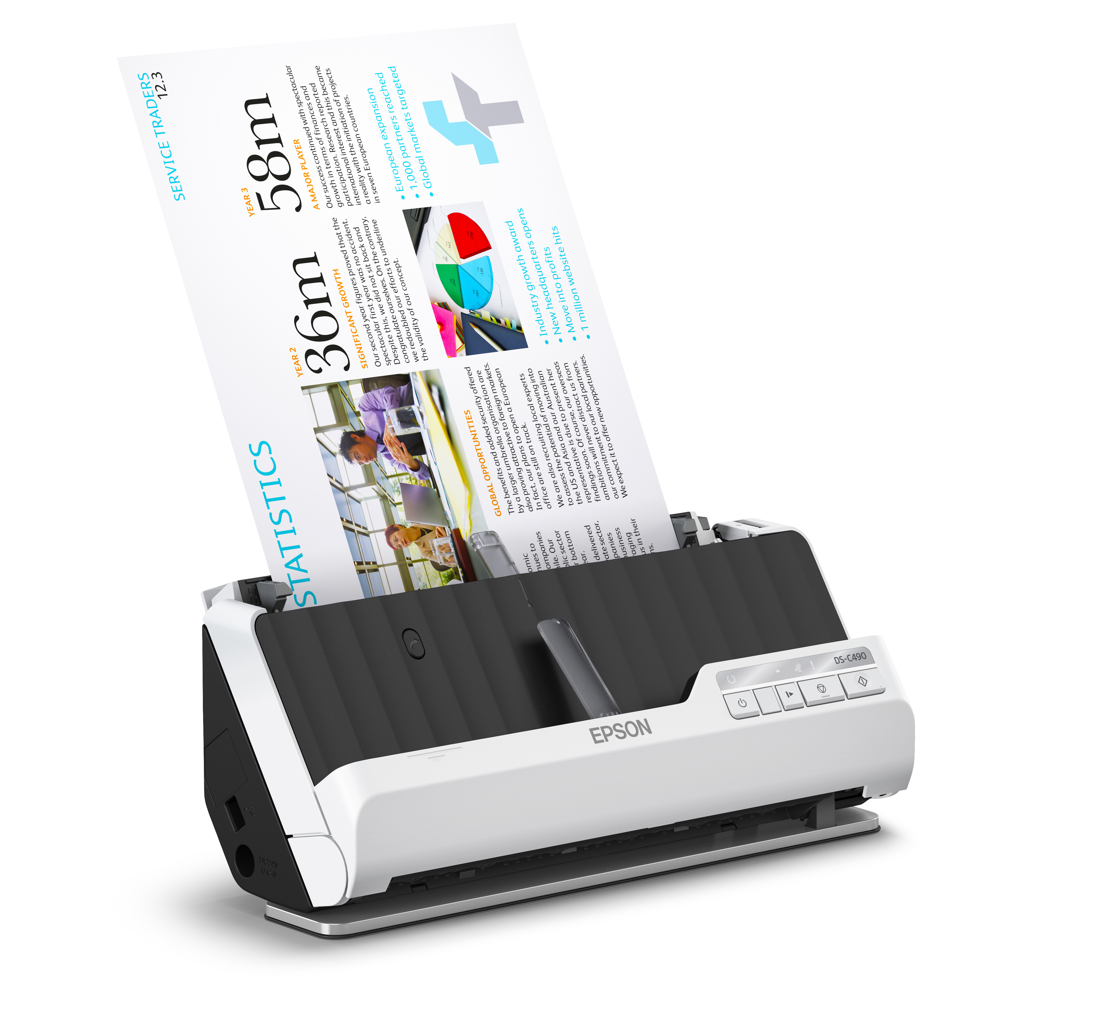 Epson DS-C490 - Einzelblatt-Scanner - Duplex - A4/Legal - 600 dpi x 600 dpi - automatischer Dokument