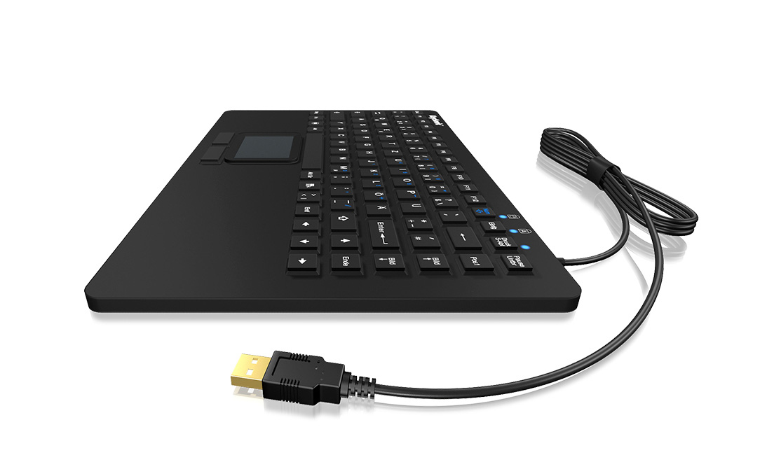 KeySonic KSK-5230 IN (CH) Industrie Tastatur, USB, Touchpad, schwarz, 2 Maustasten, wasserdicht IP68