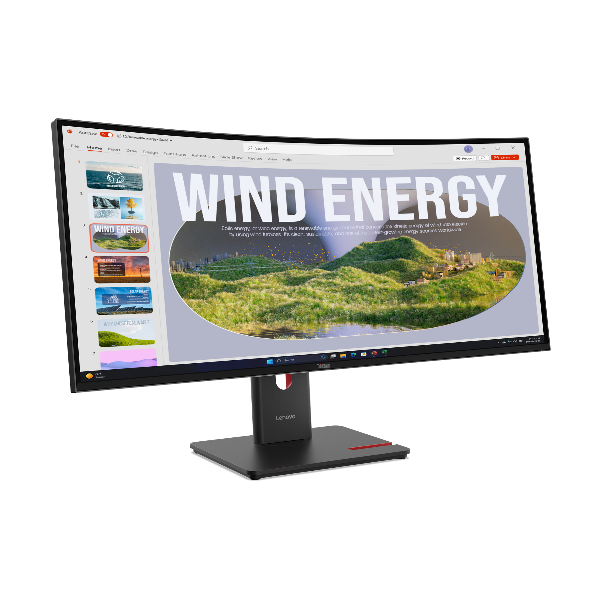 Lenovo ThinkVision T34WD-40 Curved-Monitor 86.4 cm (34") UWQHD, VA, 4ms, HDMI, Displayport, USB-C