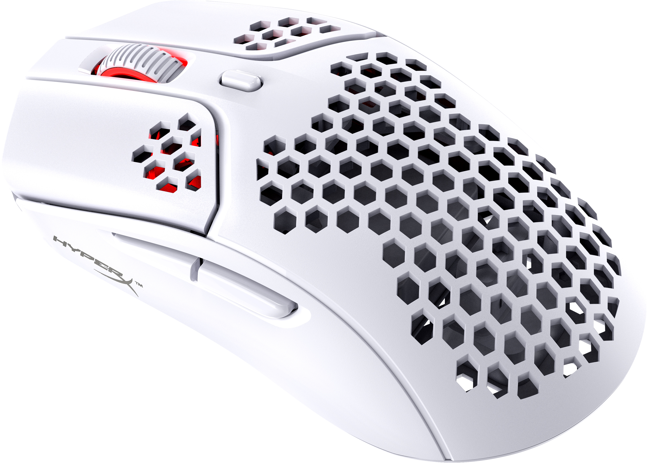 HP HyperX Pulsefire Haste ? Wireless-Gaming-Maus (weiß), Beidhändig, Optisch, RF Wireless + USB Type