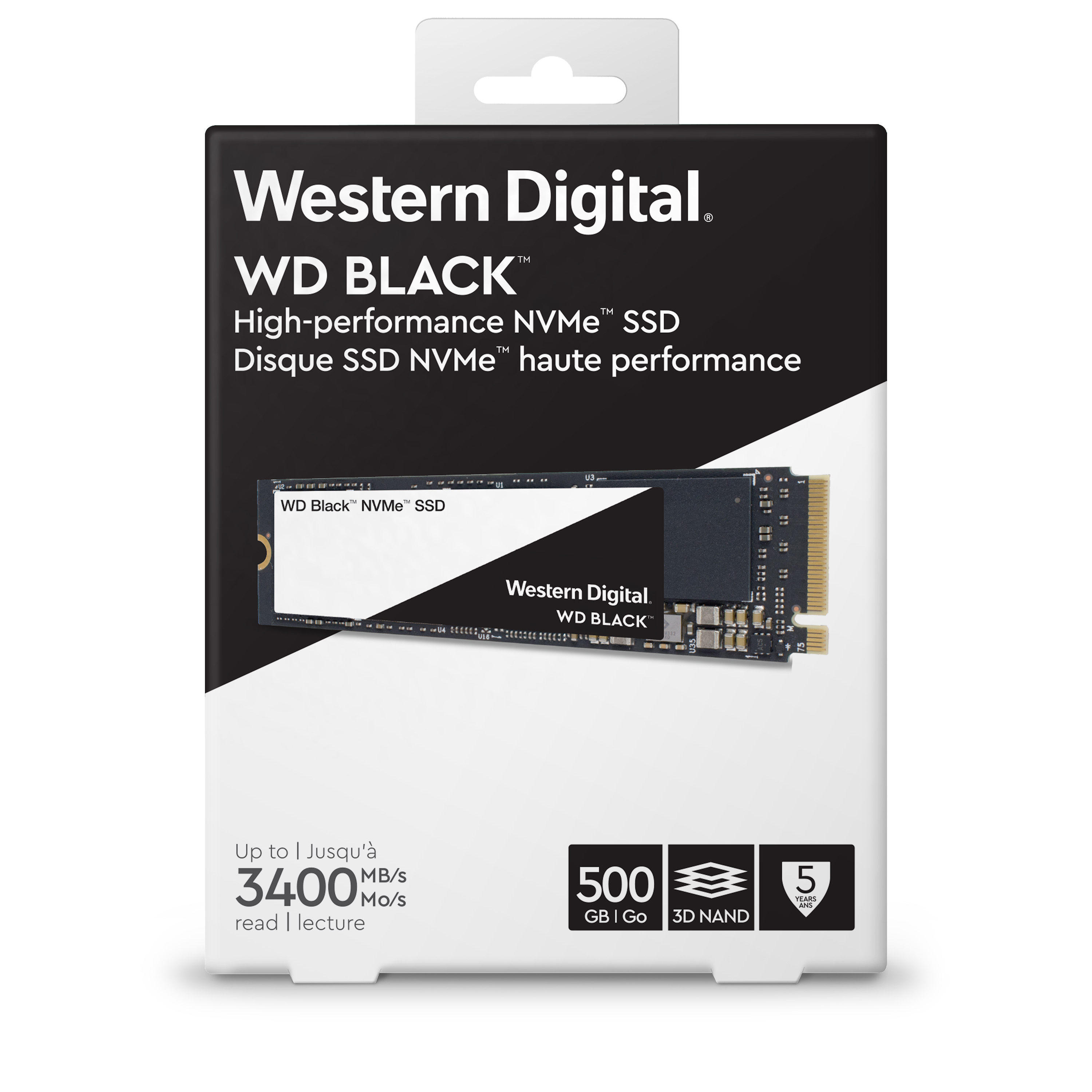 WD WDS500G2X0C, 500 GB, M.2, 3400 MB/s, 8 Gbit/s