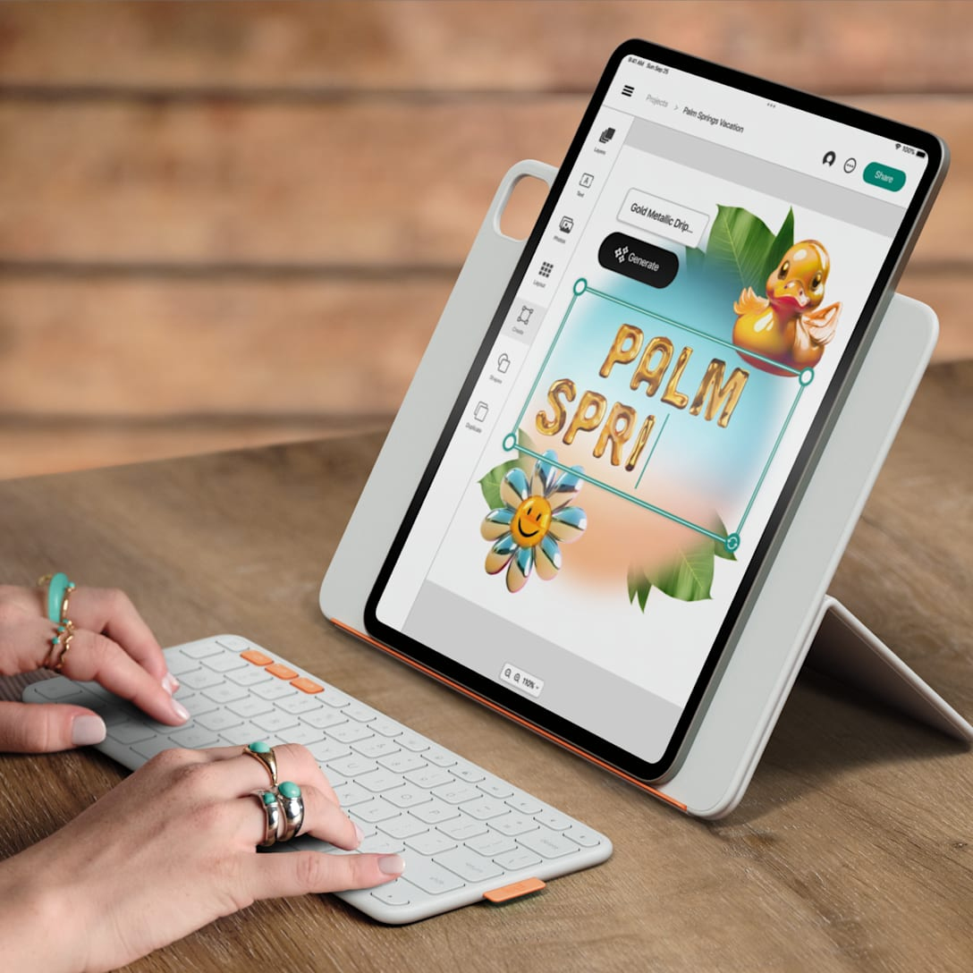 Logitech Flip Folio - Tastatur und Foliohülle - full size - kabellos - Bluetooth 5.1 LE - AZERTY - F