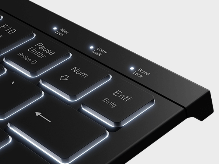 KeySonic KSK-5010ELC (DE) Mini Tastatur, Hintergrundbeleuchtung, integrierter Nummernblock, Combo, s