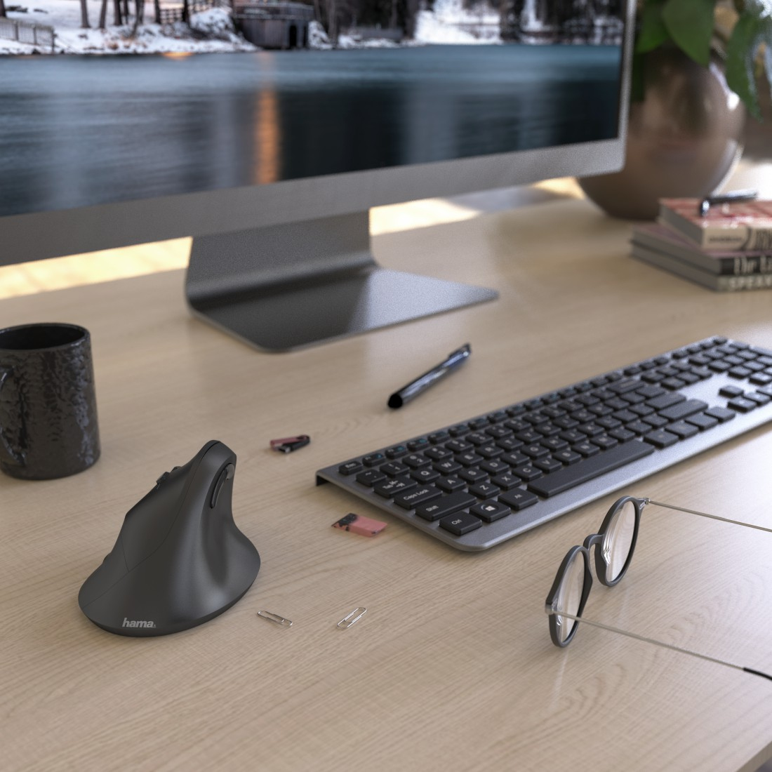Hama "EMW-500L" - Maus - ergonomisch - Für Linkshänder - optisch - 6 Tasten - kabellos - 2.4 GHz - k