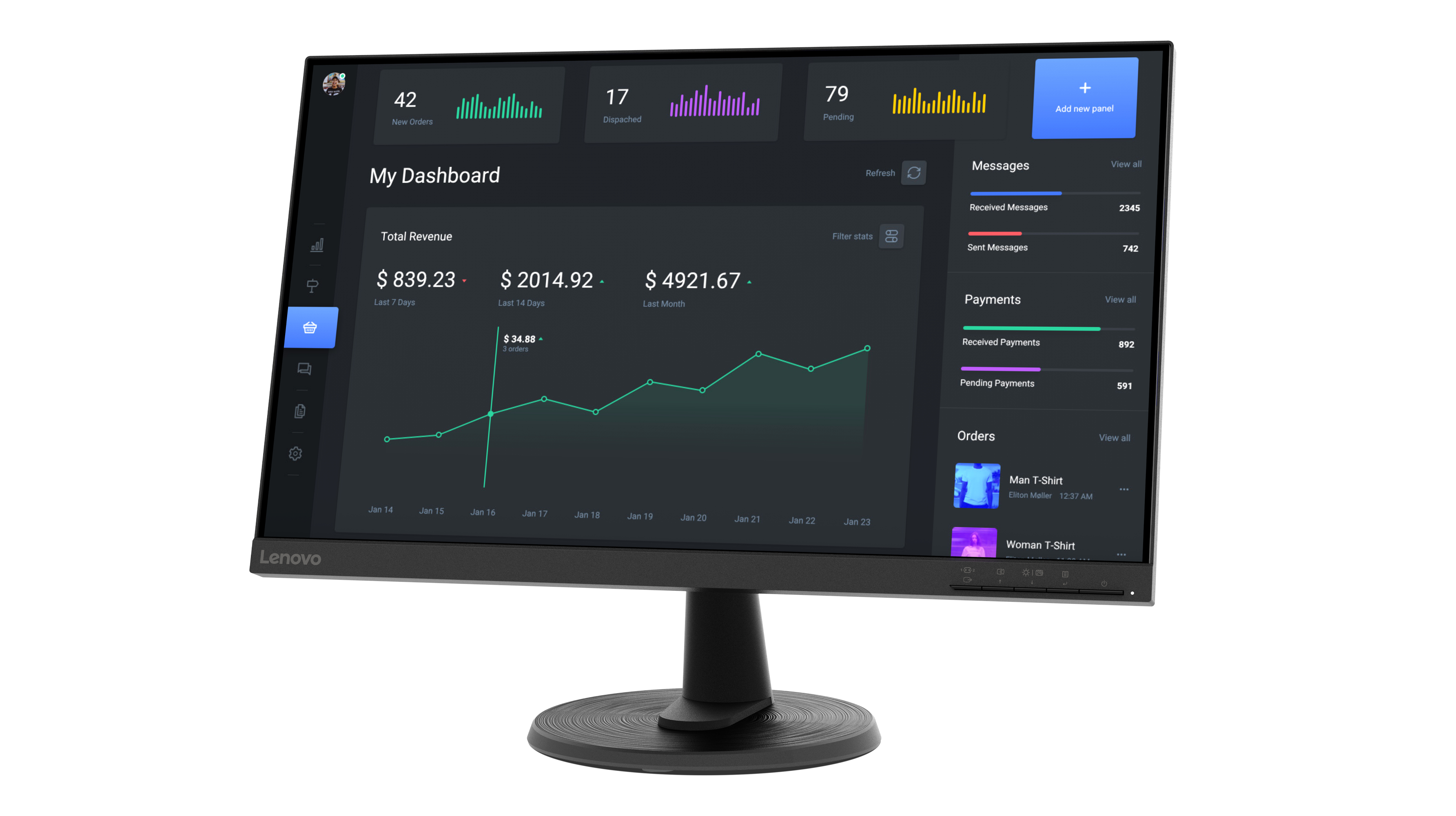Lenovo C24-40, 60,5 cm (23.8"), 1920 x 1080 Pixel, Full HD, LED, 7 ms, Schwarz