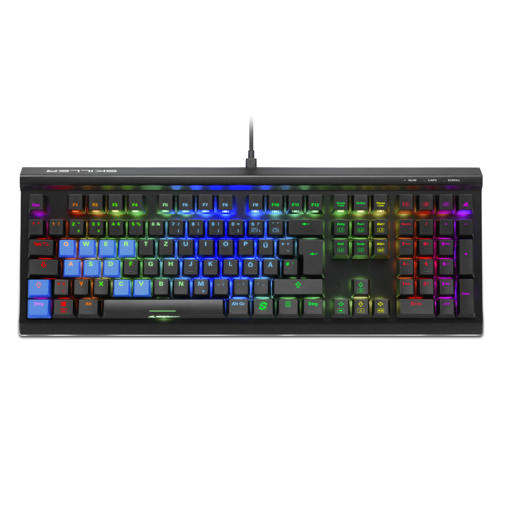 Sharkoon SKILLER SGK60, Kabelgebunden, USB, Mechanischer Switch, QWERTZ, RGB-LED, Schwarz