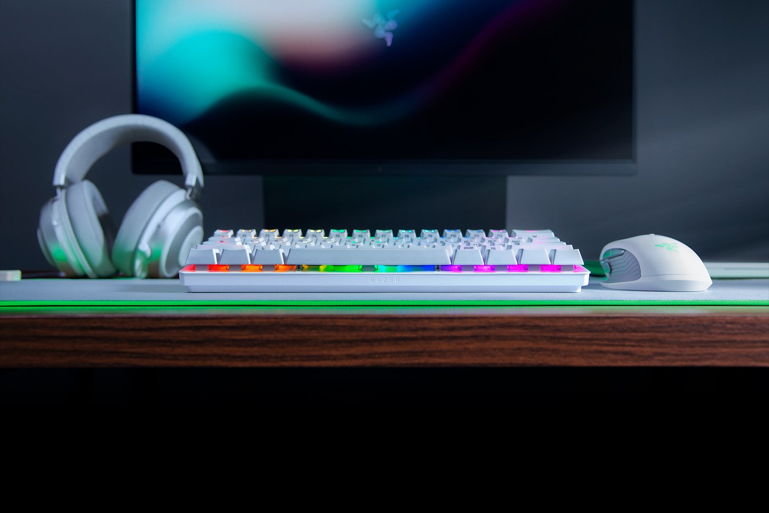 Razer Huntsman Mini, Kabelgebunden, USB, Optischer Schlüsselschalter, QWERTY, RGB-LED, Weiß