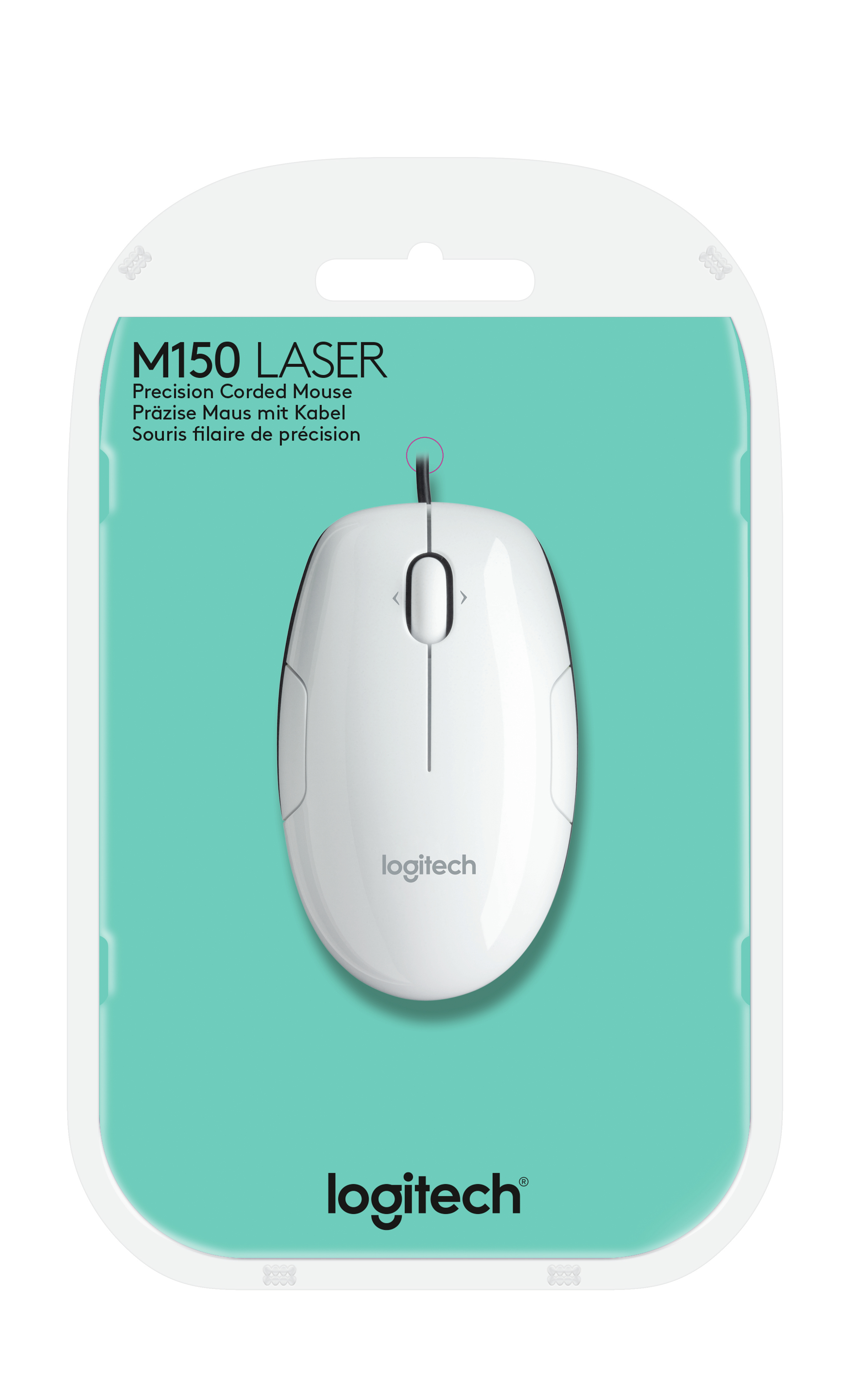 Logitech LS1, Beidhändig, Laser, USB Typ-A, 1100 DPI, Schwarz, Weiß