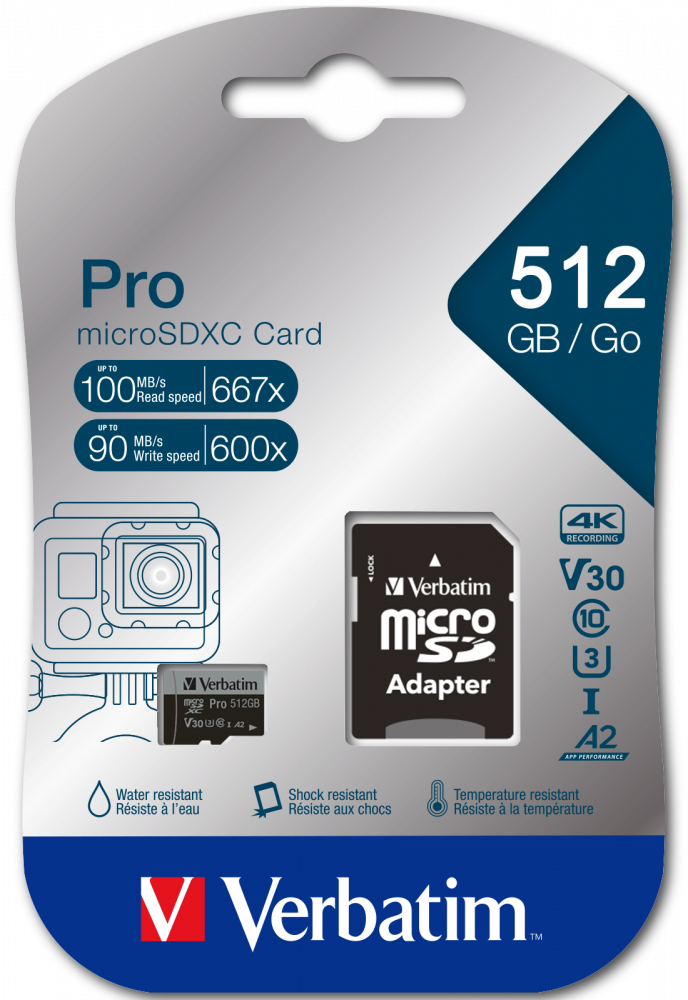 Verbatim PRO U3 - Flash-Speicherkarte (microSDXC-an-SD-Adapter