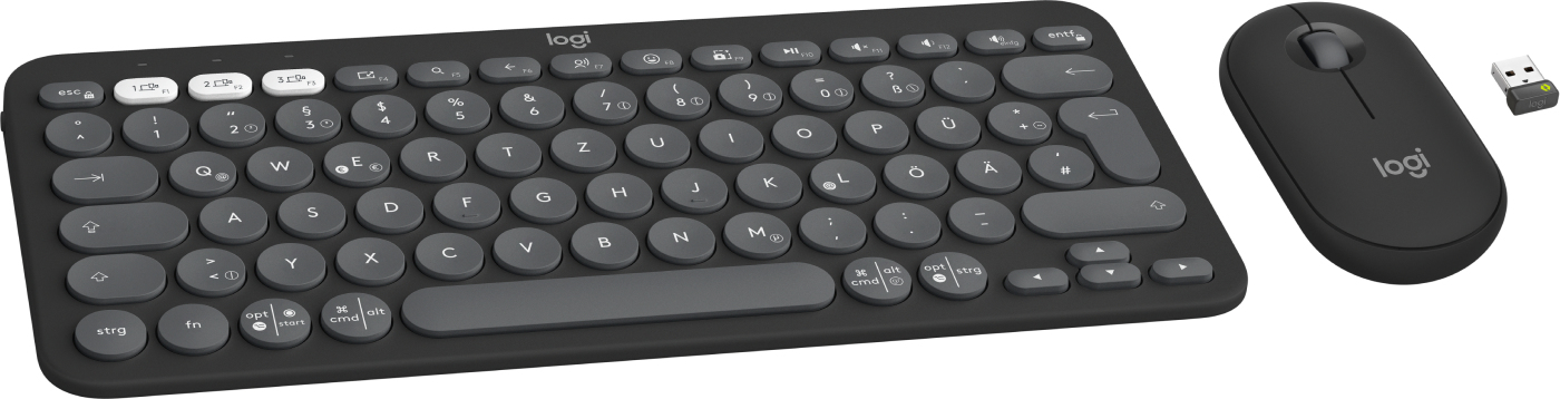 Logitech Pebble 2 Combo schwarz/grau, Logi Bolt, USB/Bluetooth, DE
