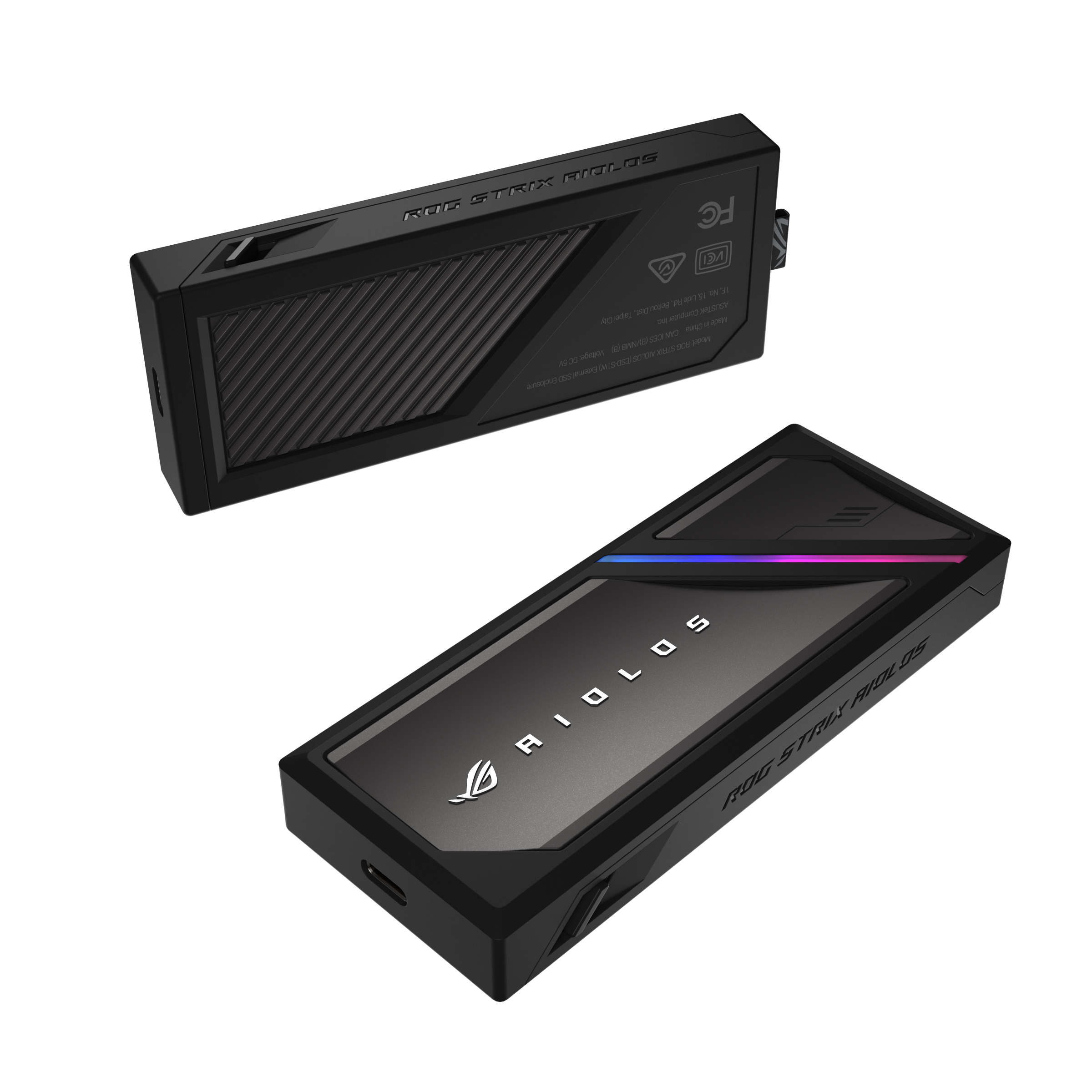 ASUS ROG Strix Aiolos, SSD-Gehäuse, M.2, PCI Express, SATA, 20 Gbit/s, USB Anschluss, Schwarz