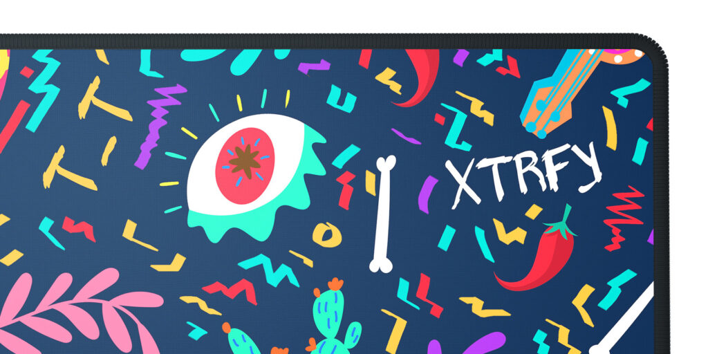 Cherry XTRFY GP5-XL-FIESTA, Mehrfarbig, Abbildung, Tuch, Gummi, Anti-Rutsch-Basis, Gaming-Mauspad