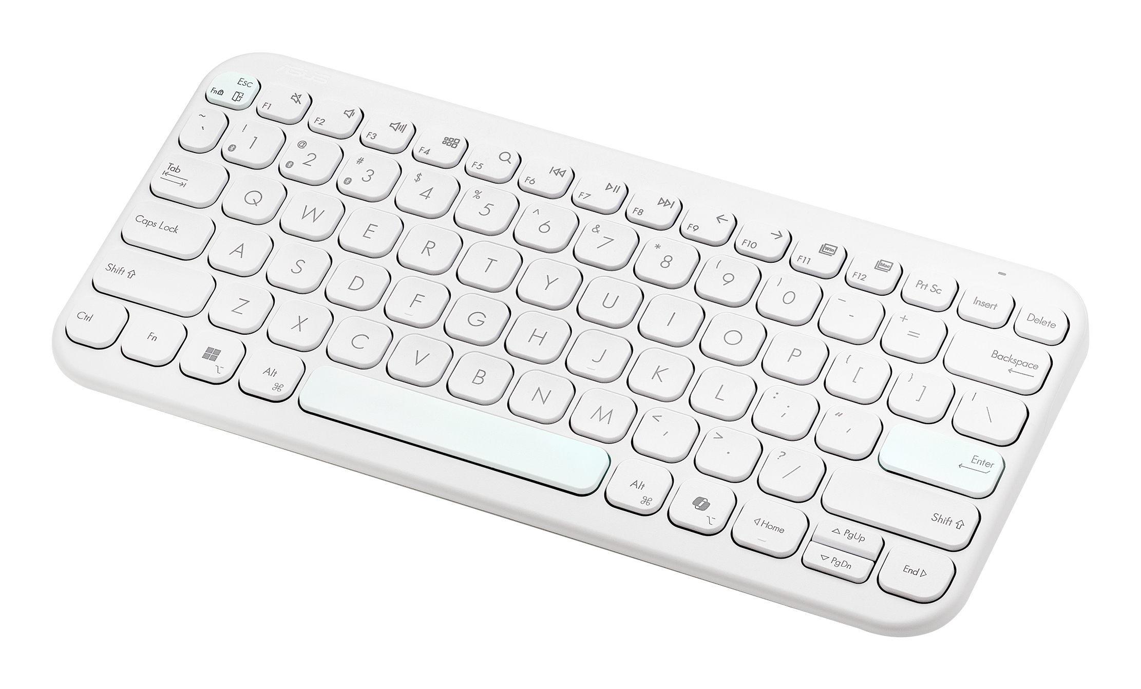 ASUS Marshmallow Keyboard KW100, 75%, Kabellos, Bluetooth, Scherenschalter, QWERTZ, Weiß