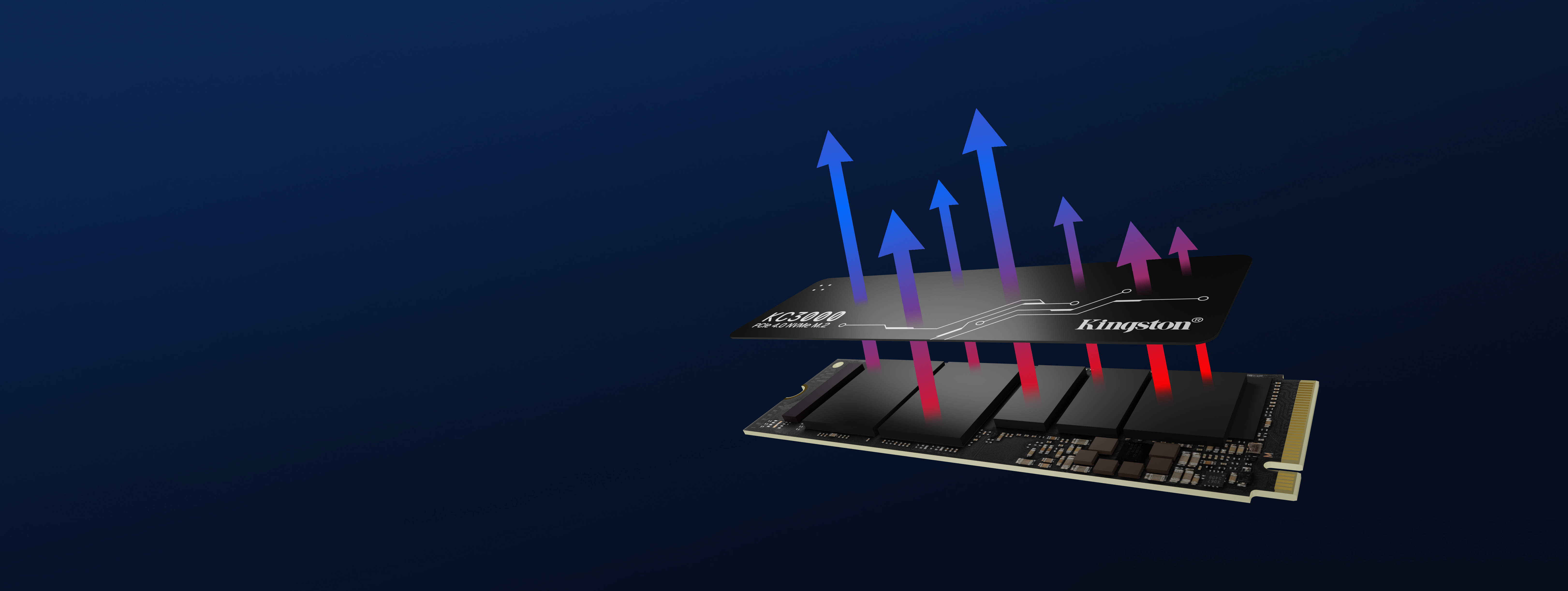 Kingston KC3000 PCIe 4.0 NVMe SSD 1TB, M.2 2280 / M-Key / PCIe 4.0 x4, Kühlkörper